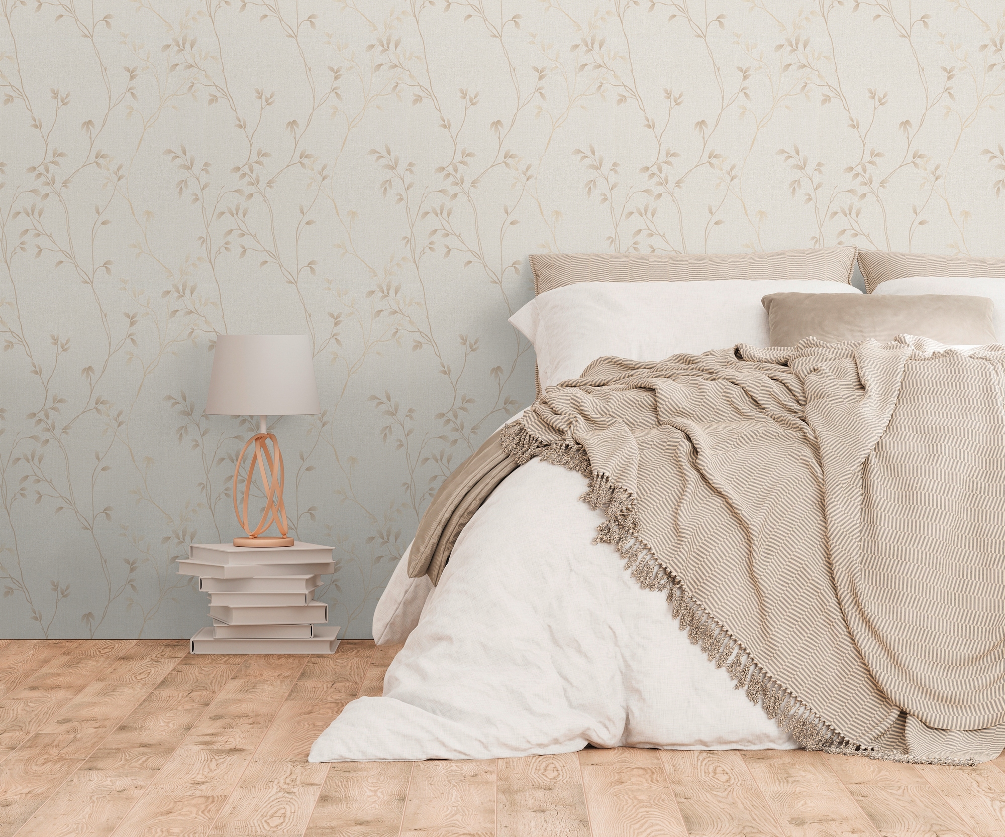 A.S. Création Vliestapete »Pure Elegance Tapete mit Blätterranken Mustertapete Floral Blattmotiv«, matt, Vliestapete Blatt-Motiv für Schlafzimmer Küche Wohnzimmer Blätterranke