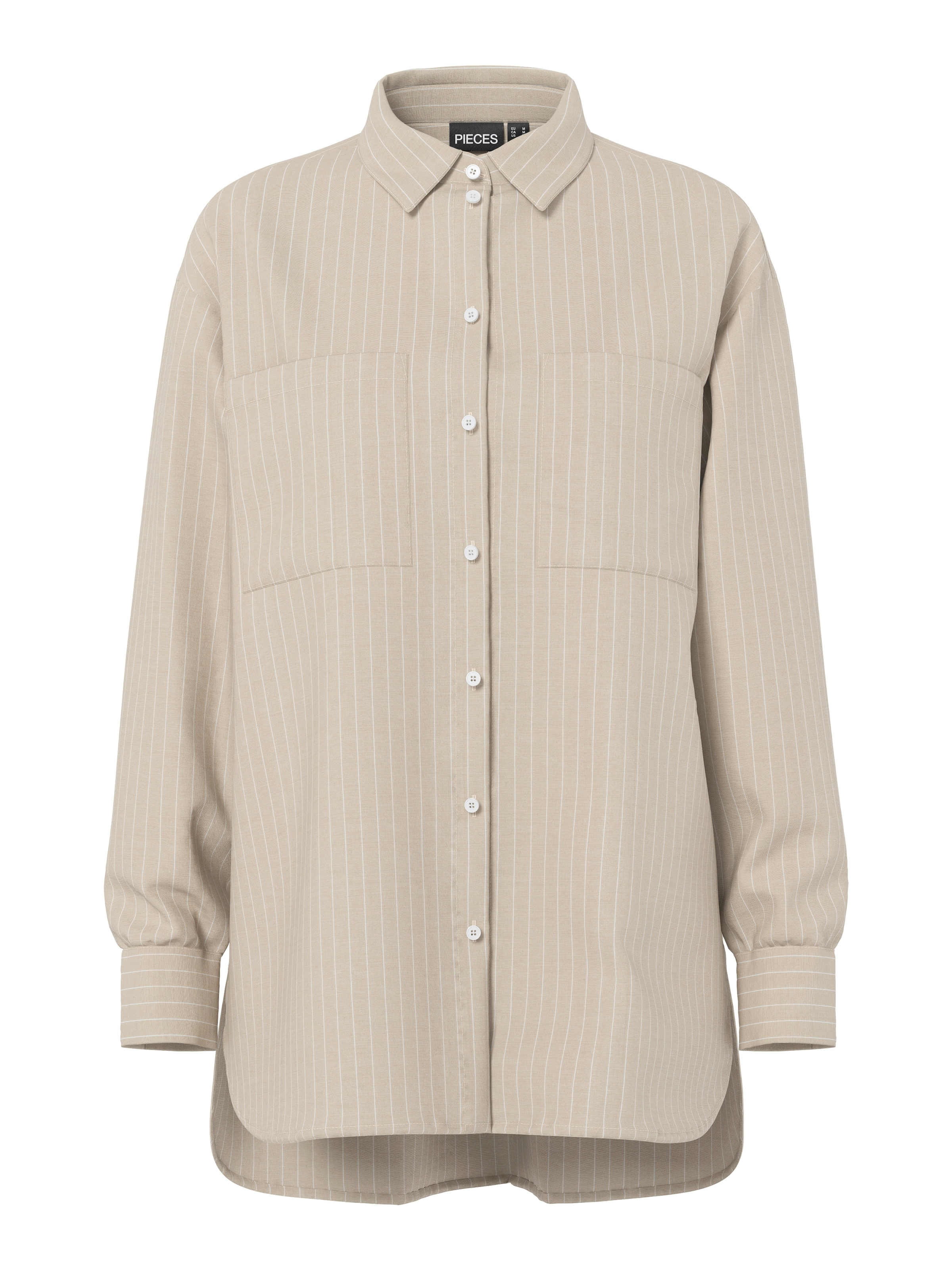 pieces Hemdbluse »PCMELIA LS LOOSE SHIRT WVN NOOS BC« mit abgerundetem Saum