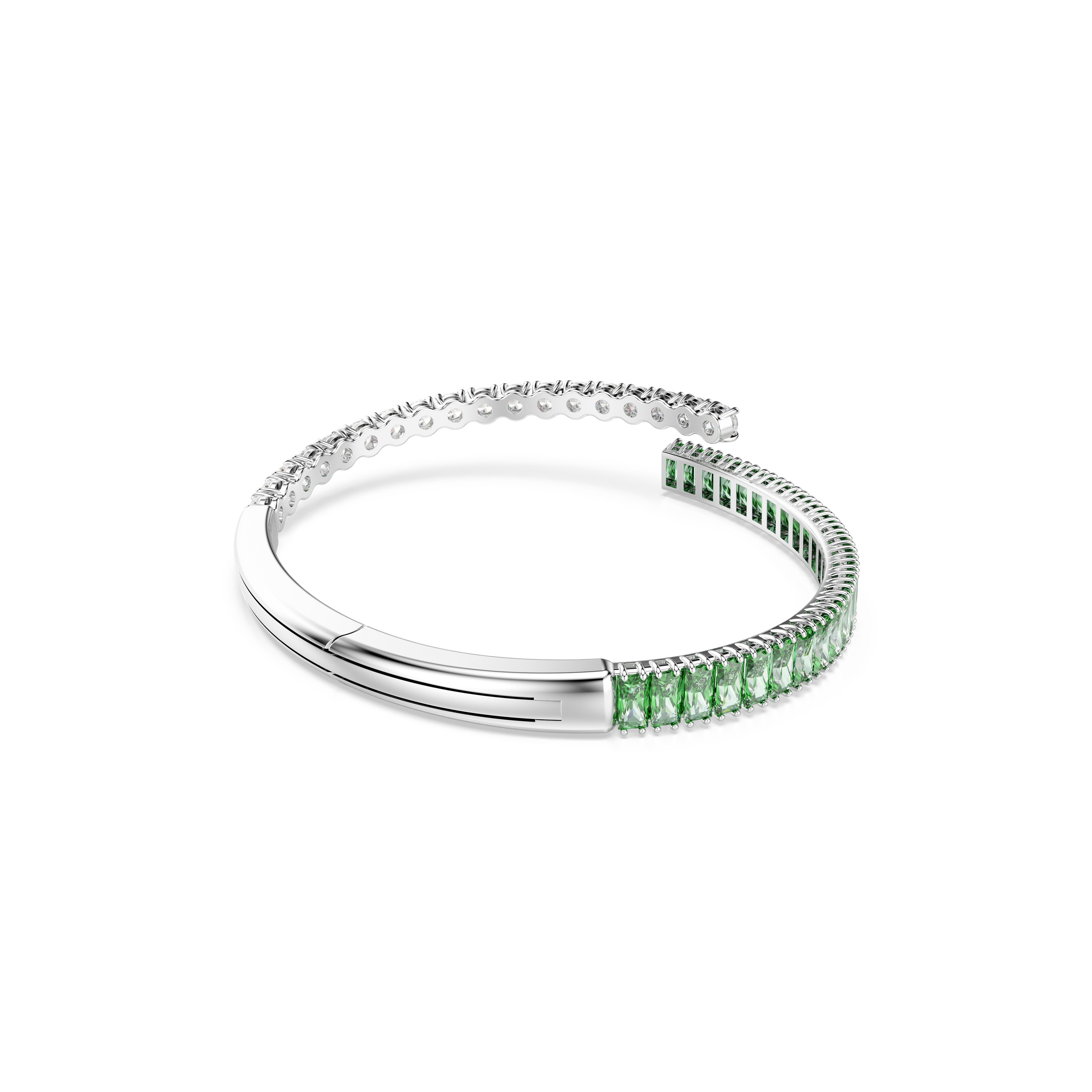 Armspange SWAROVSKI "Schmuck Geschenk Matrix Armreif" Gr. M, weiß (metallfarben, kristallweiß, grün, kristallweiß, grün), Armbänder, Damen, M, Metall, Armspange, mit Swarovski Kristall, Zirkonia (synth.) 5