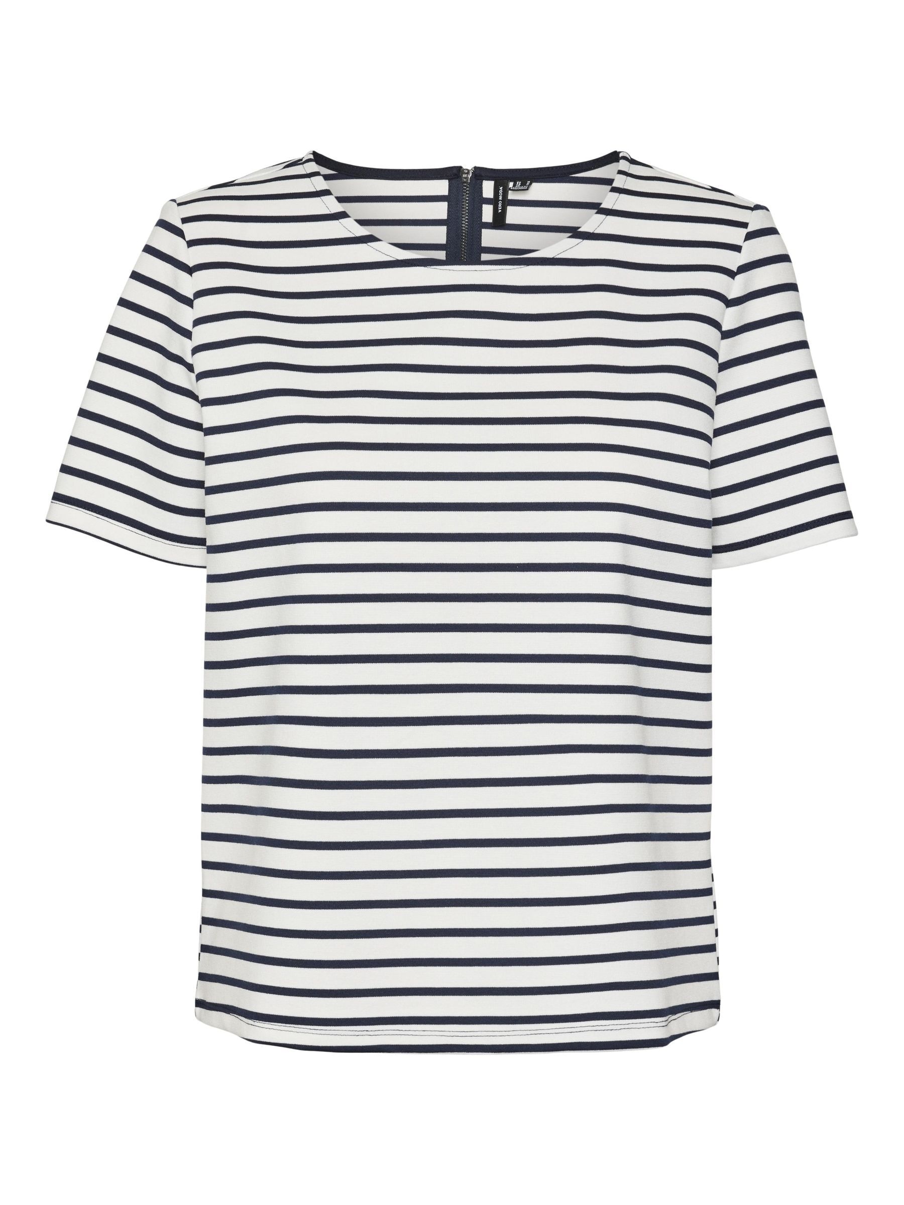 Vero Moda Rundhalsshirt »VMABBY SS ZIP TOP JRS NOOS«