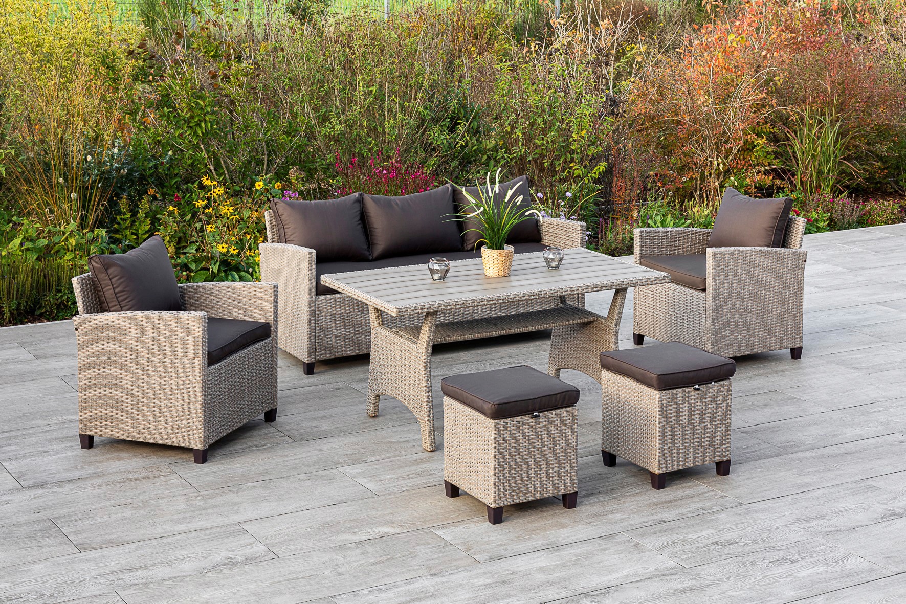 MERXX Garten-Essgruppe »Striano«, (16 tlg.), inklusive Kissen, Dining-Set