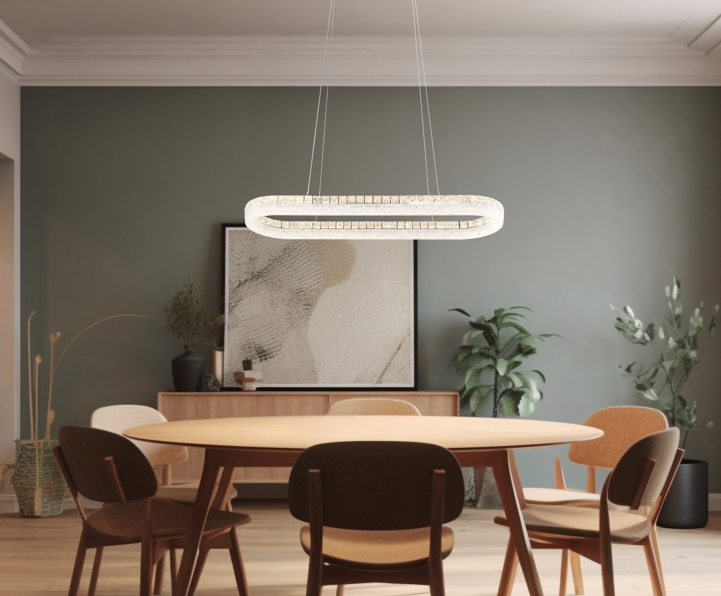 GLOBO LIGHTING Hängeleuchte »LAUREL« LED-Modul 1 Stk. Verchromte Hängeleuchte mit Acryl und Glaskristallen, dimmbar