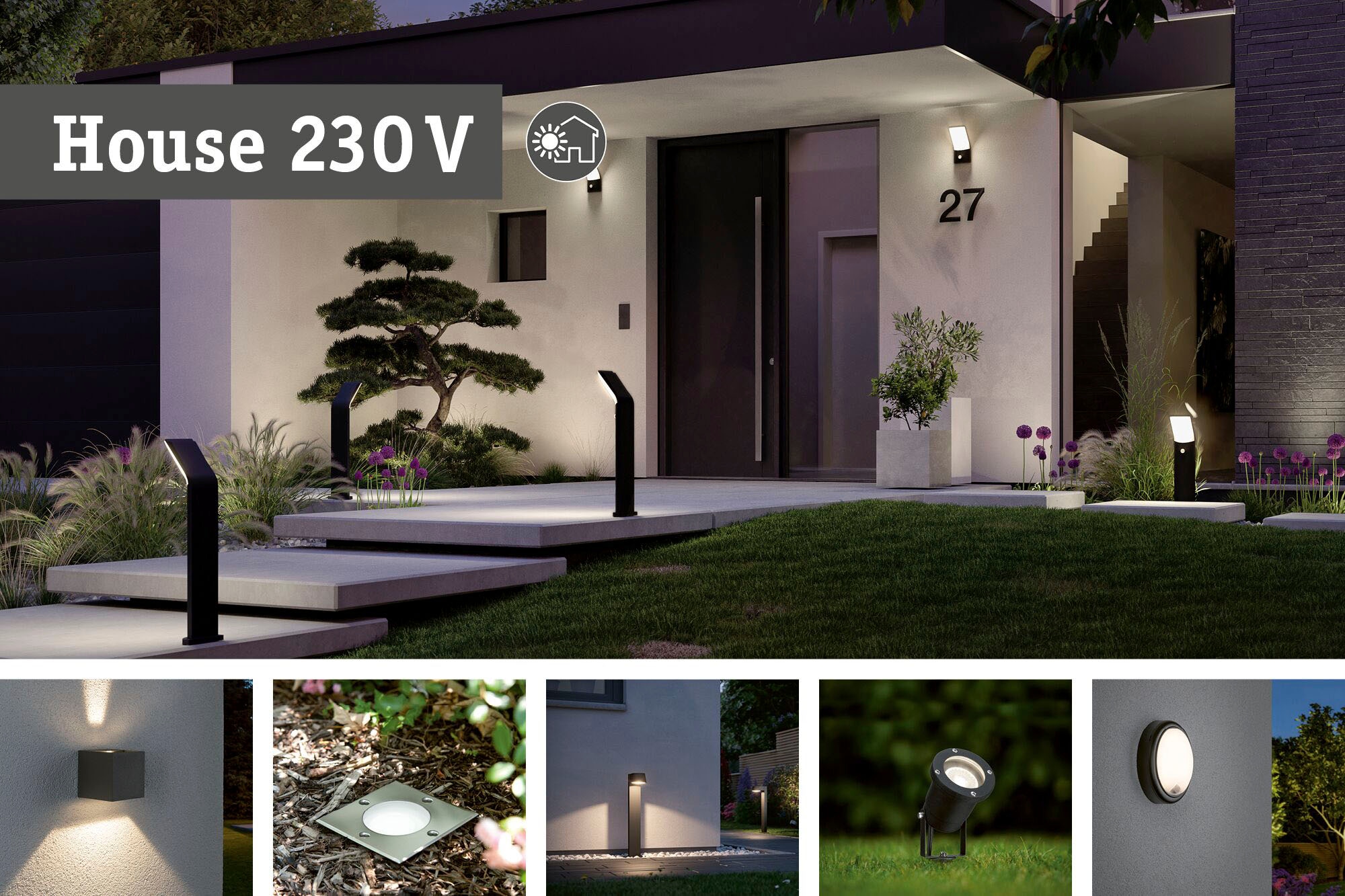 Paulmann LED Außen-Wandleuchte »Zenera 230V anthrazit 2.200 - 3.000 K«, 1 flammig, insektenfreundlich und seewasserresistent