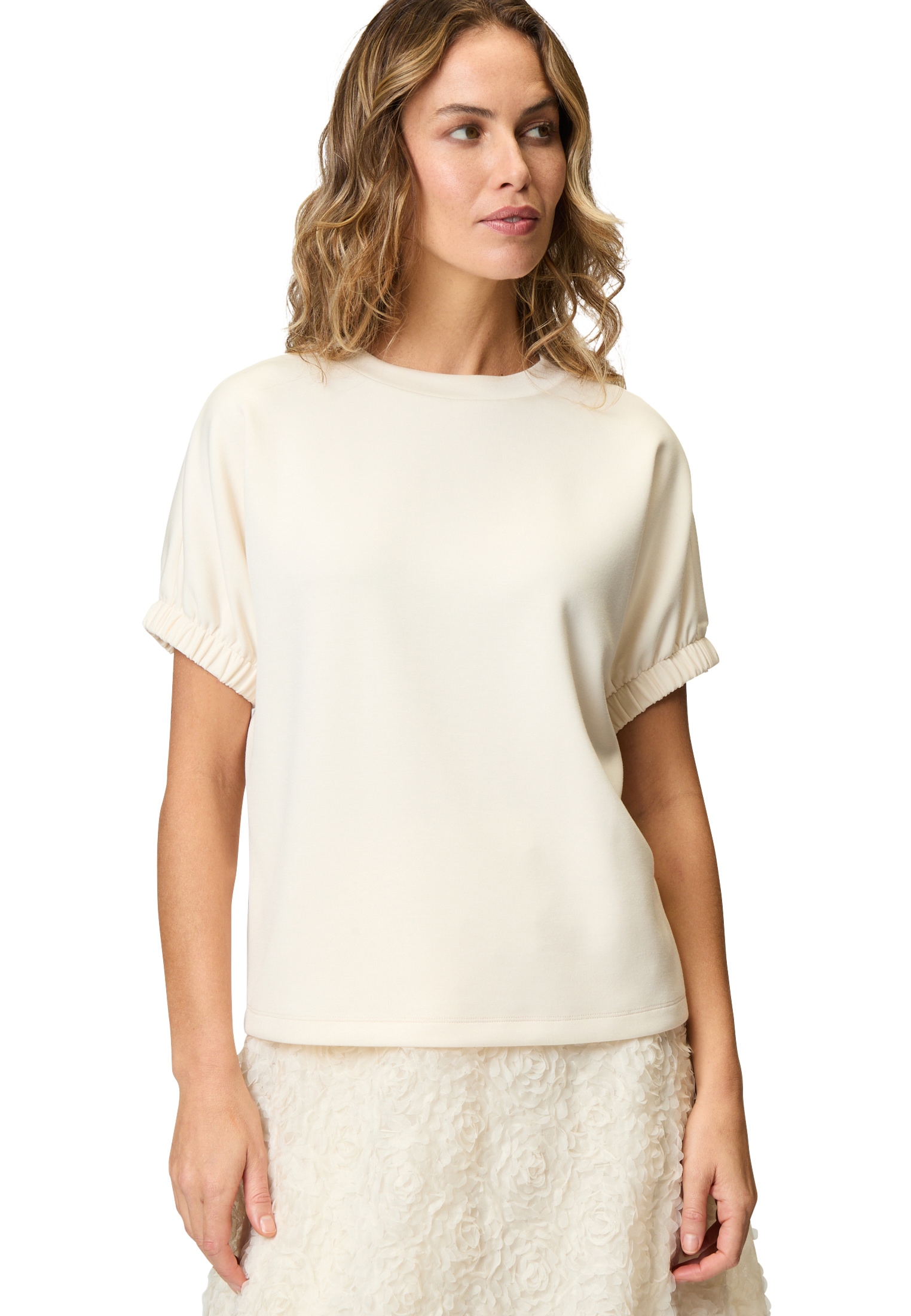 Zero Sweatjacke "zero Damen Sweat-T-Shirt mit gerafften Ärmeln", weiteres D günstig online kaufen