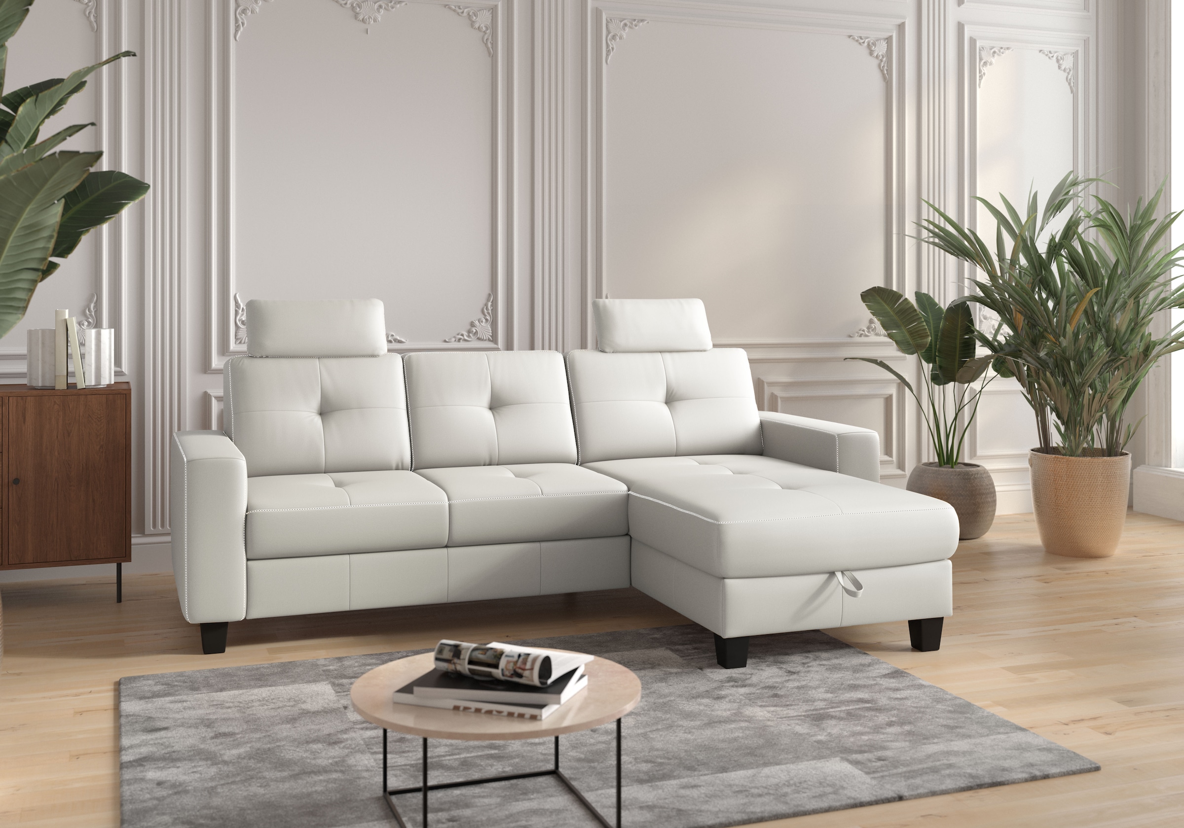 Places of Style Ecksofa »Varese«, wahlweise mit Bettfunktion und Bettkasten