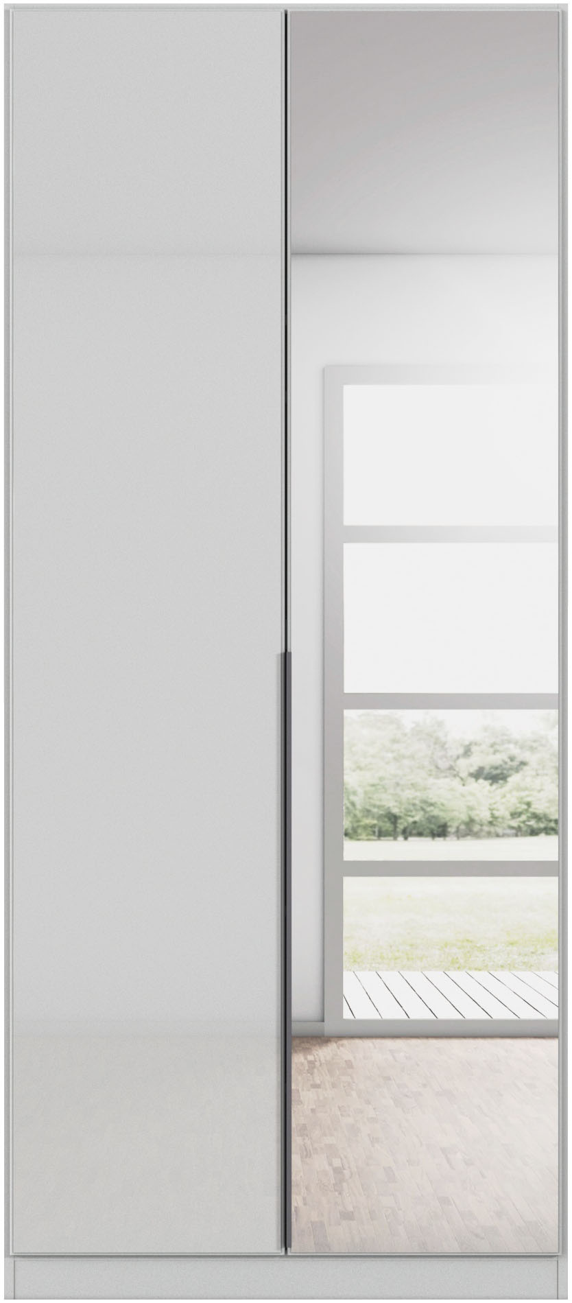 OTTO home Drehtürenschrank "Kleiderschrank Schrank Garderobe AGORDO mit Glasfront und Spiegel" in zwei Griff-Farben, Breiten 91-405 cm, durchdachte Innenausstattung, in 8 Breiten und 2 Höhen MADE IN GERMANY