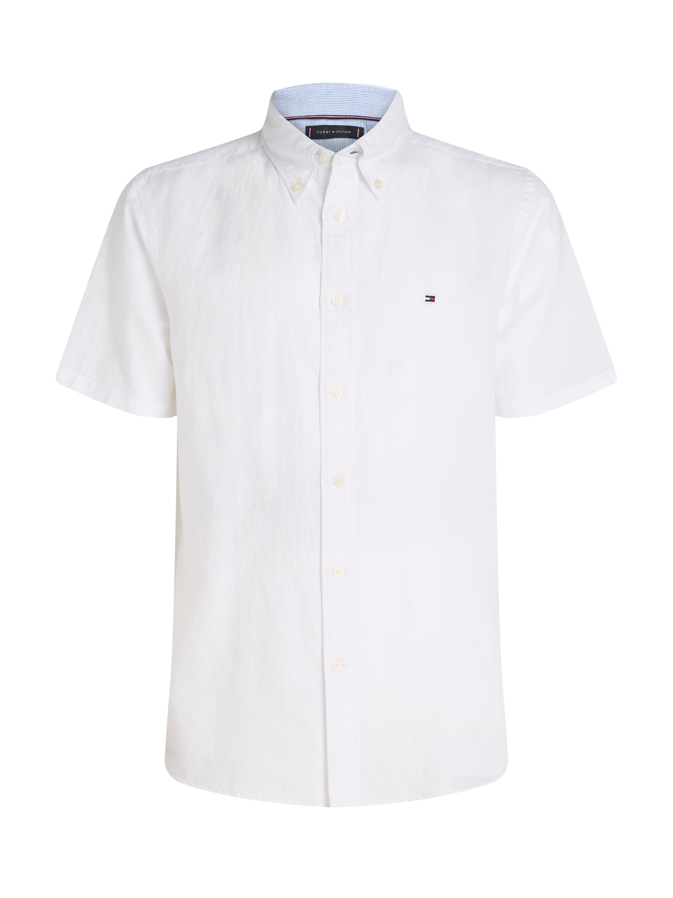 Tommy Hilfiger Kurzarmhemd »LINEN BLEND SOLID SS RF SHIRT«, mit Button-down-Kragen