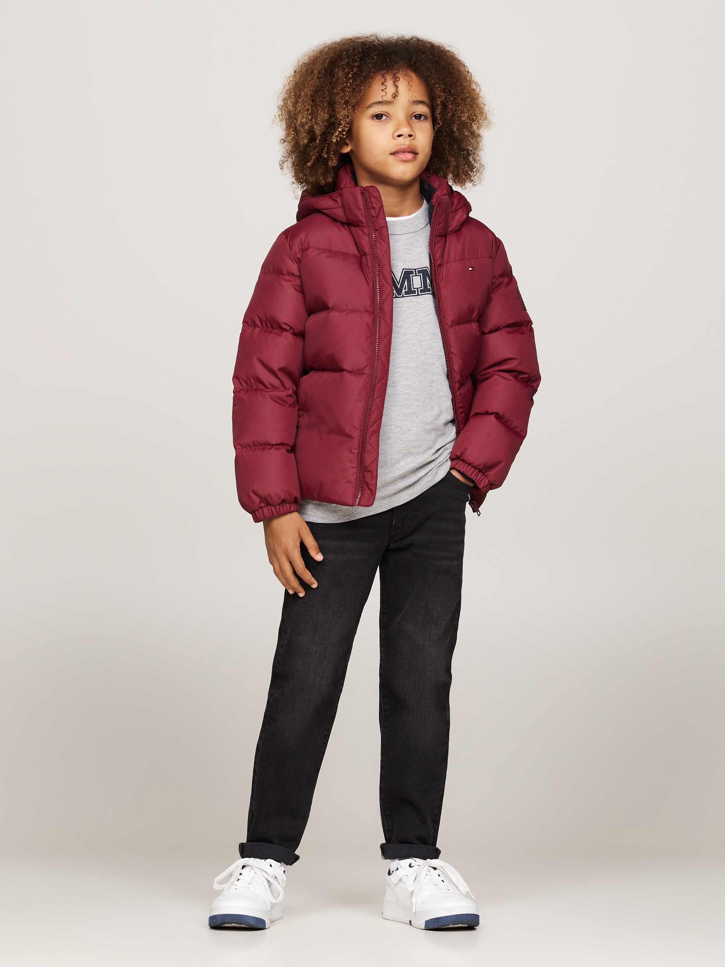 Tommy Hilfiger Daunenjacke ESSENTIAL DOWN JACKET mit Kapuze mit Logo Patch online bestellen BAUR