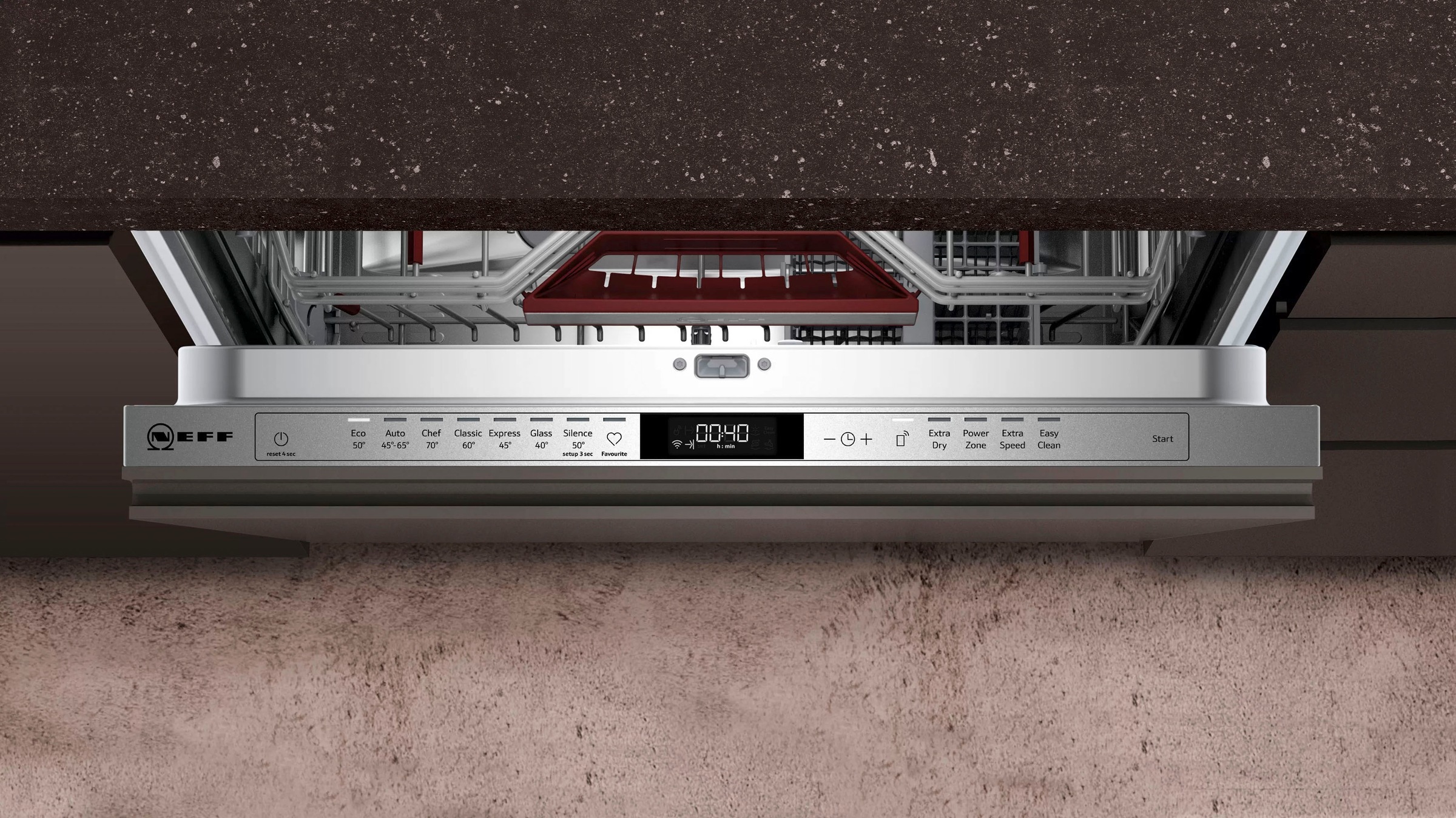 NEFF vollintegrierbarer Geschirrspüler N 70 »S157EAX39E«, 13 Maßgedecke, Time Light: auf den Boden projizierte Restlaufzeit