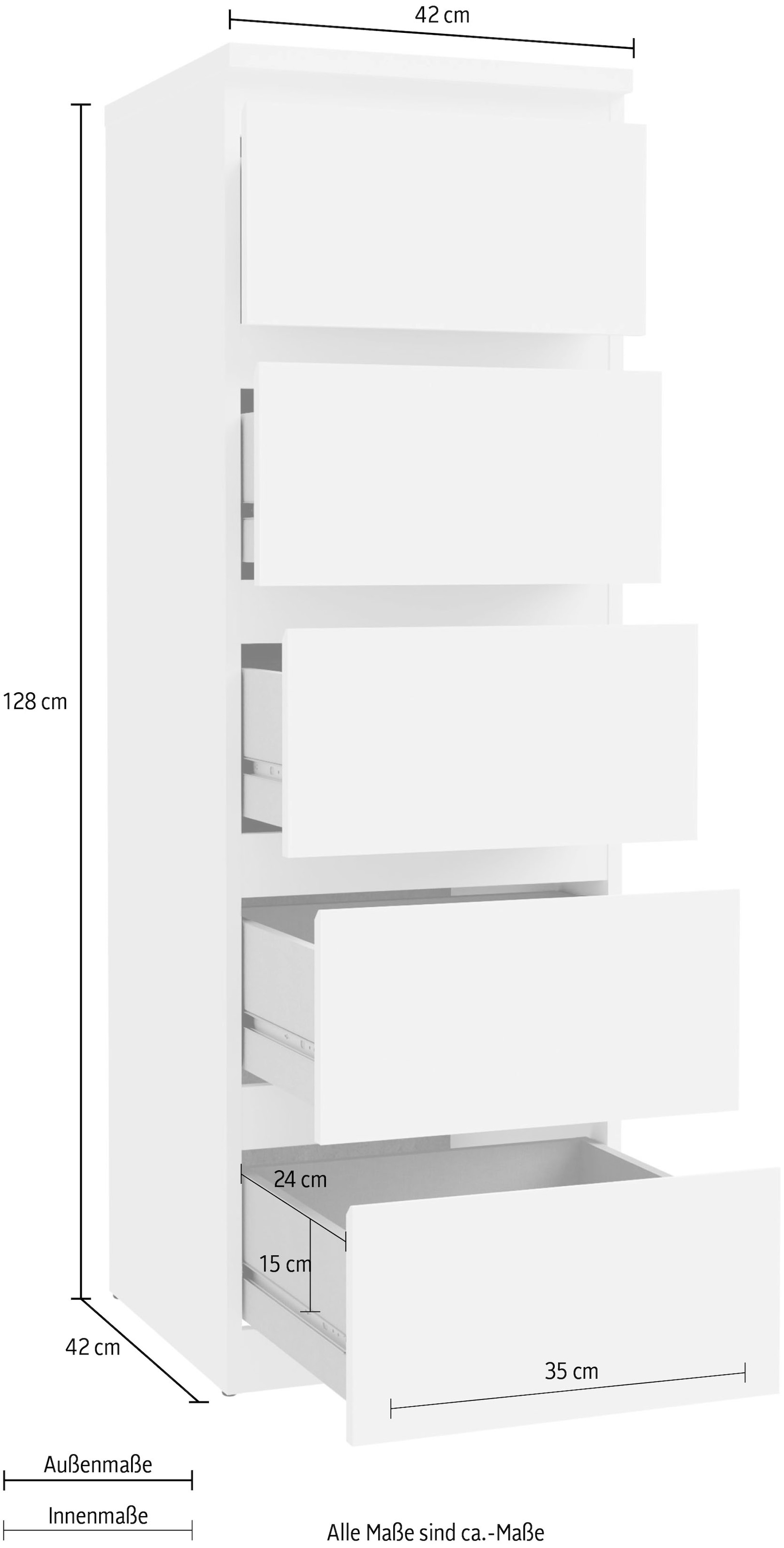FORTE Kommode »EDMORE«, Kommode, Höhe ca. 128 cm