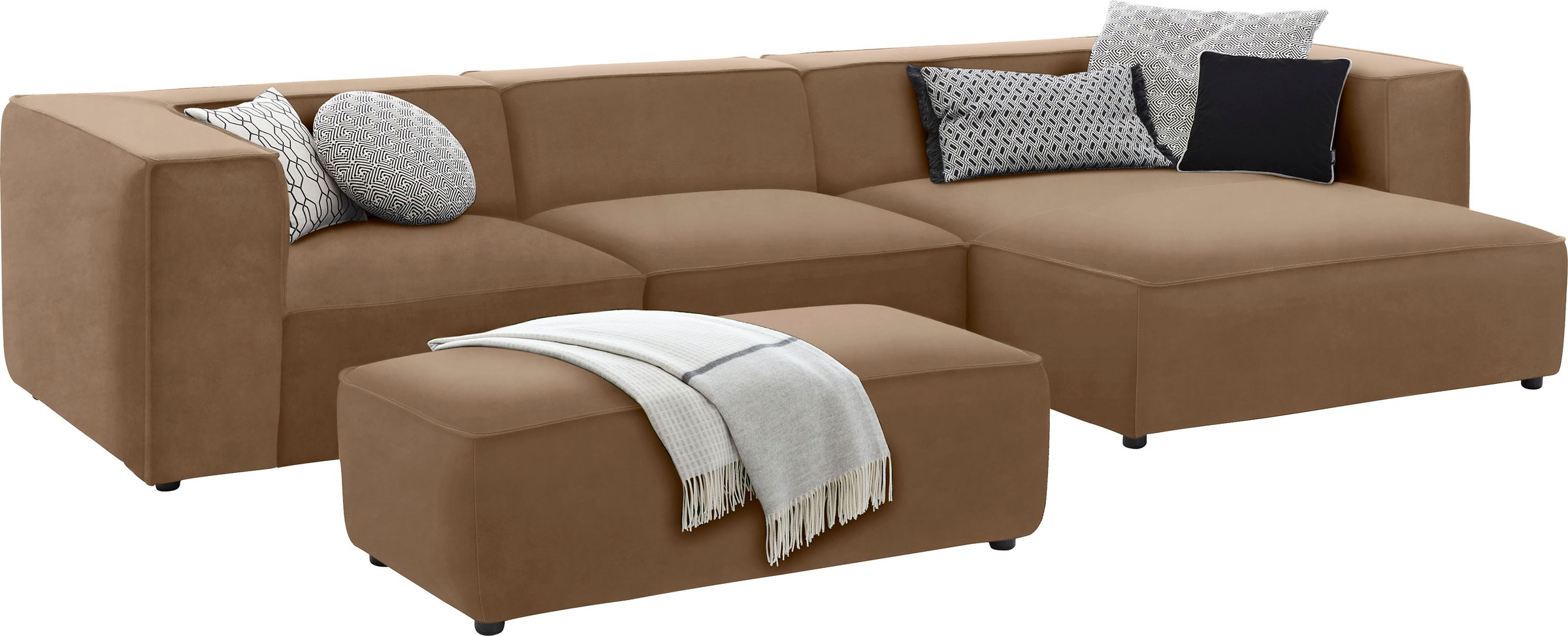 W.SCHILLIG Ecksofa »around-the-block«, mit eleganter Biese, mit Federkern, Breite 341 cm