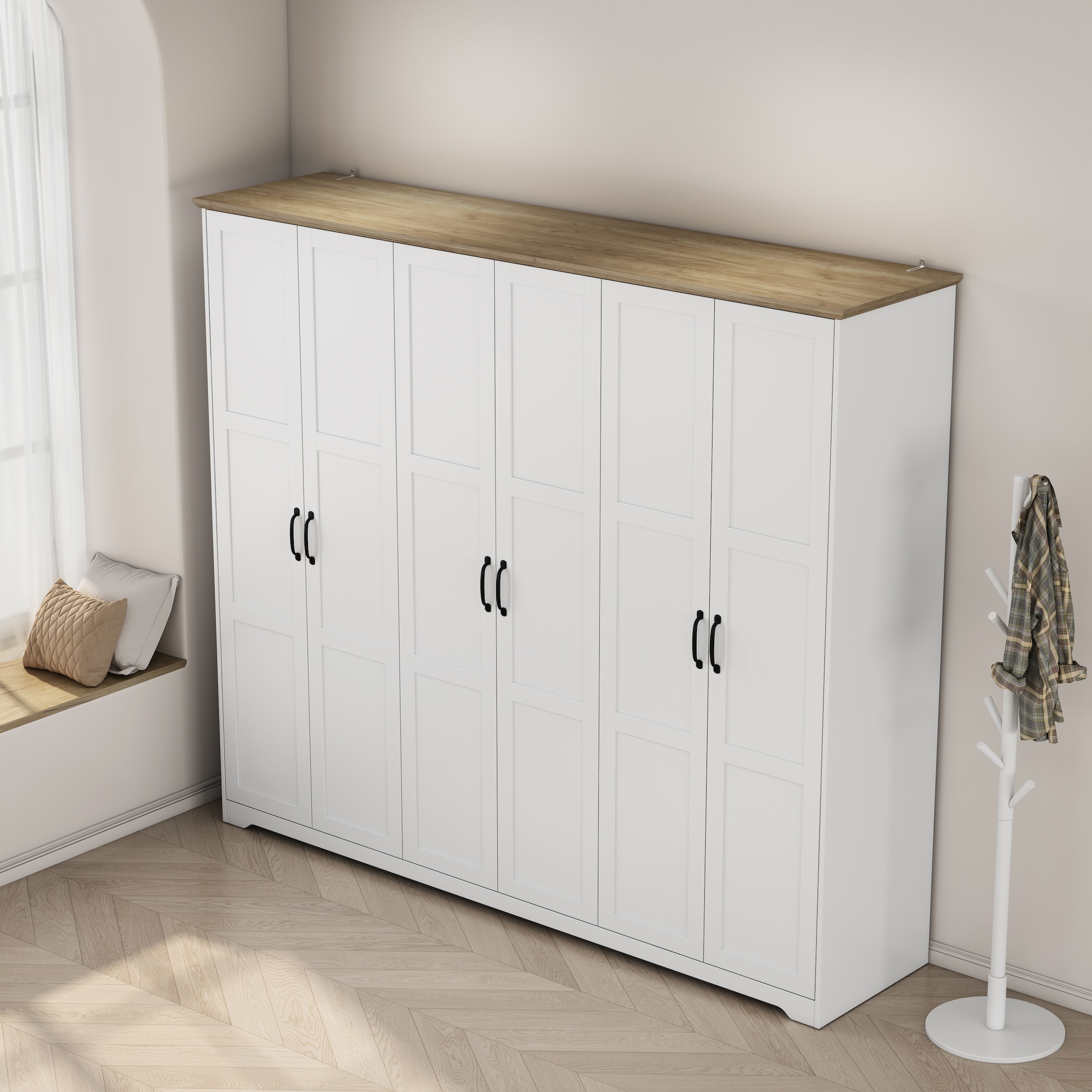 OTTO home Kleiderschrank »Emmilia Schrank Schlafzimmerschrank im Landhaus Design« Mit vielen Einlegeböden und Softclose,  Landhaus Schrank mit  6 Türen Breite 226,5cm Höhe 2m