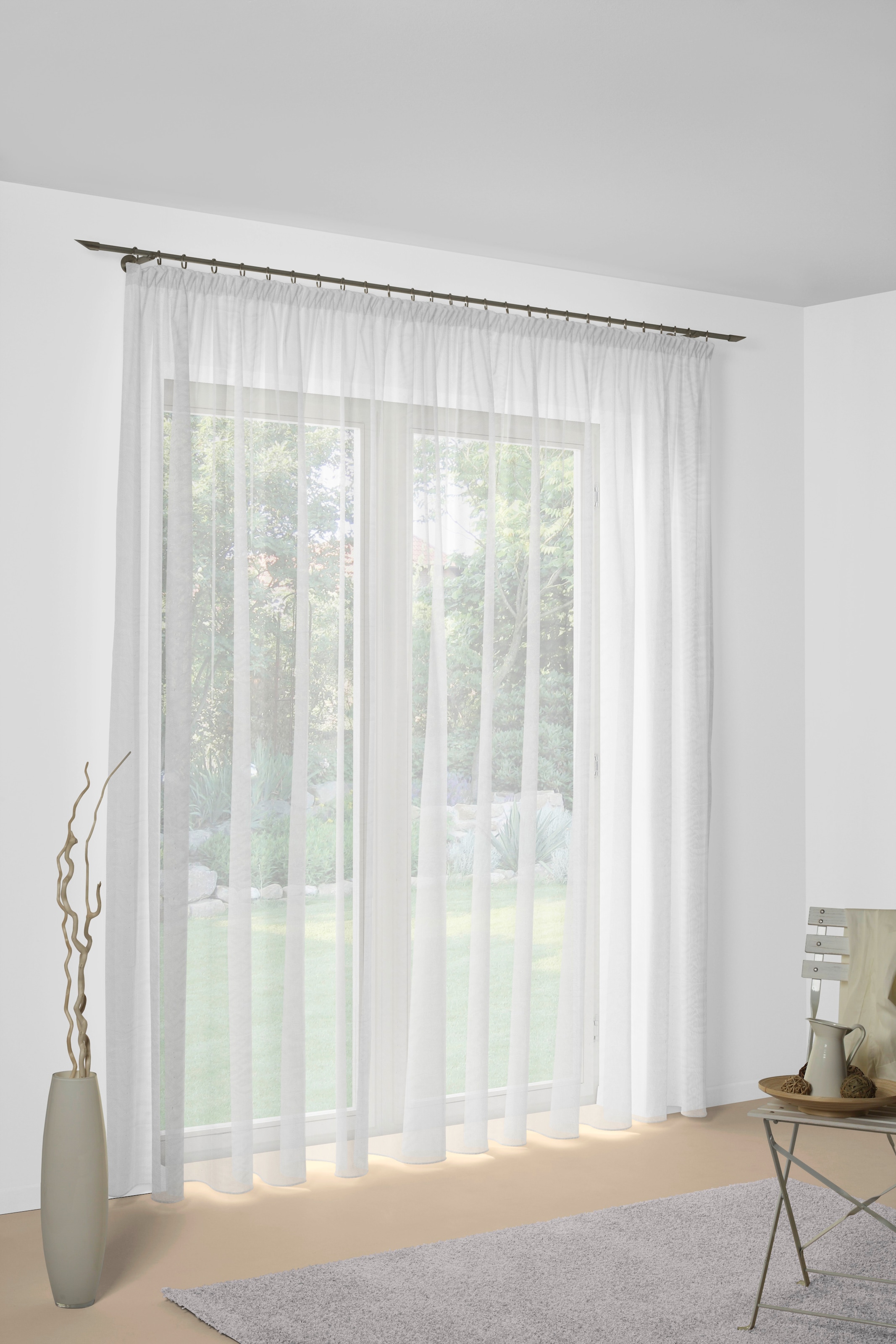 "Gardine WIRTH ""Mara"" Gr. 11, weiß, B:600cm H:175cm, Sablé, Polyester, Gardinen, Gardine, Store"