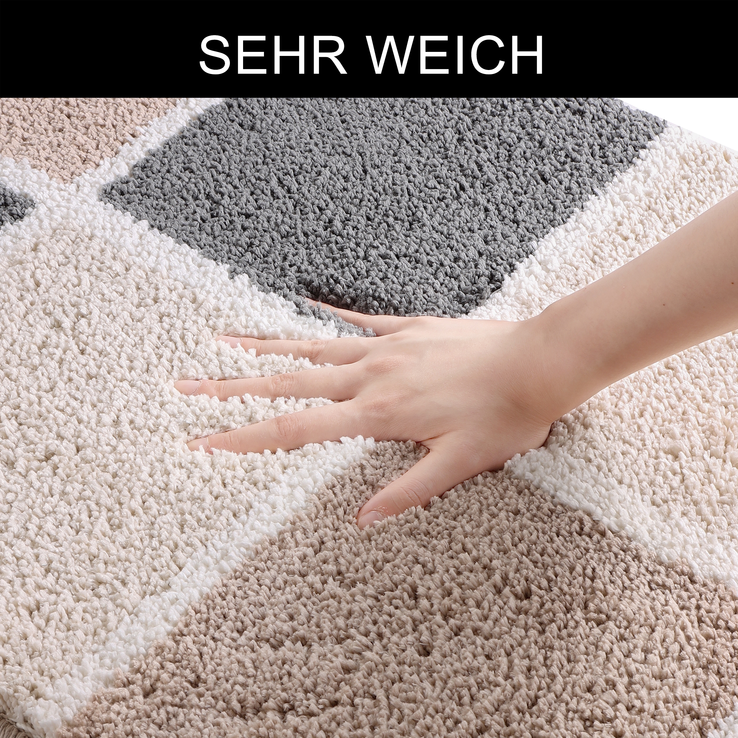 my home Badematte »Anna mit Kachelmuster, Badvorleger, Badezimmer Teppich, Duschvorleger«, rutschhemmend beschichtet, strapazierfähig, Badteppich, Hoch Tief Effekt, Modern, Weich