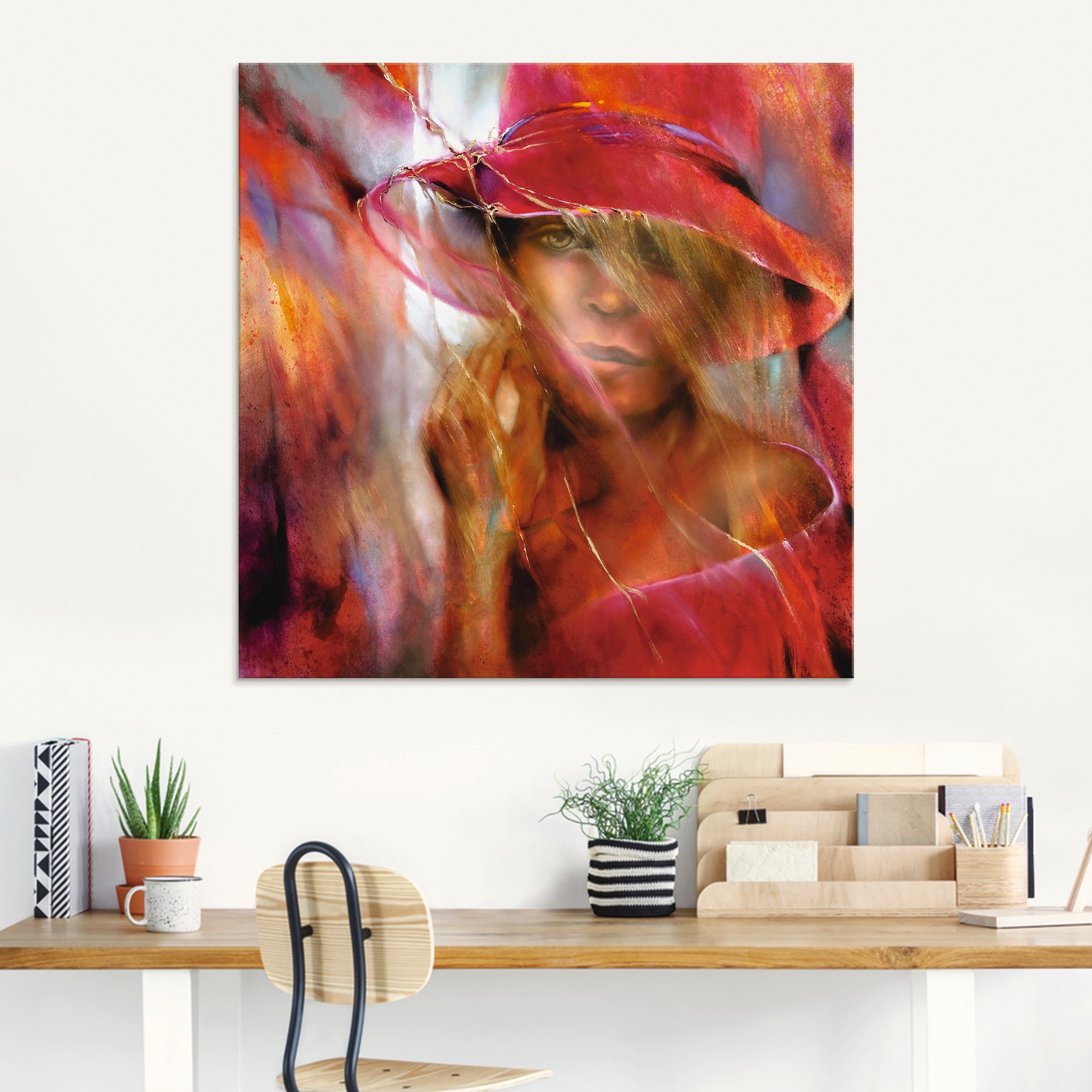 Artland Glasbild »Ella mit Hut«, Mode, (1 St.), in verschiedenen Größen