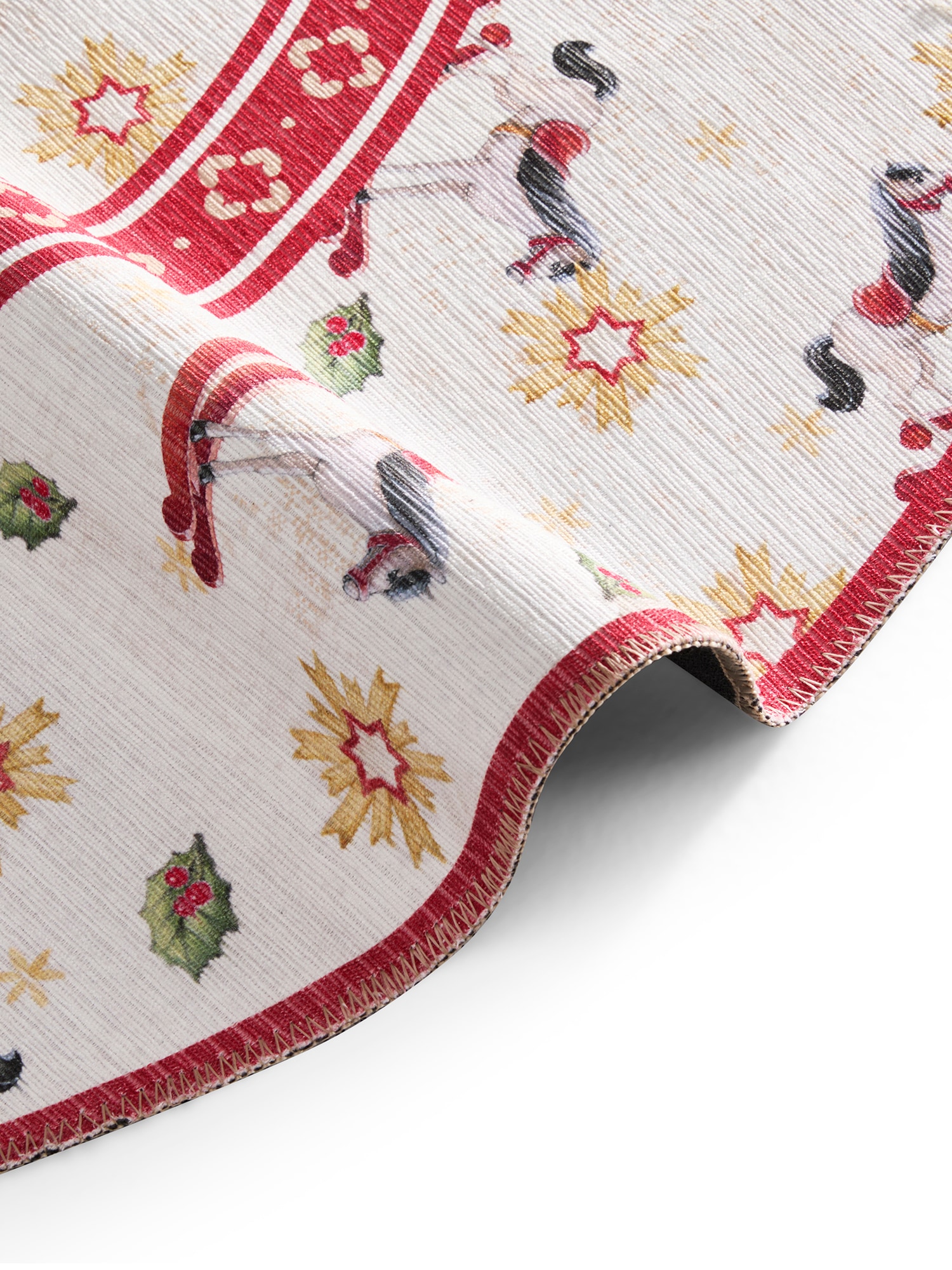 Villeroy & Boch Teppich »Toy's Deleight Limited Edition Rocking Horse«, rund, 3 mm Höhe, Limited Edition, Weihnachten, Wohnzimmer, Baumrock, Waschbar, Rund