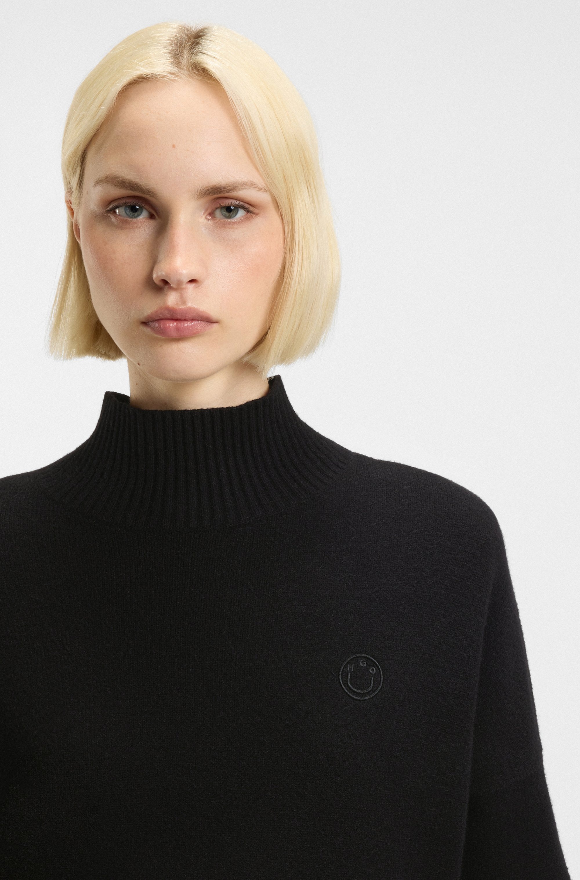 HUGO Blue Stehkragenpullover "Sesty" in Cropped-Länge, Oversize Fit günstig online kaufen