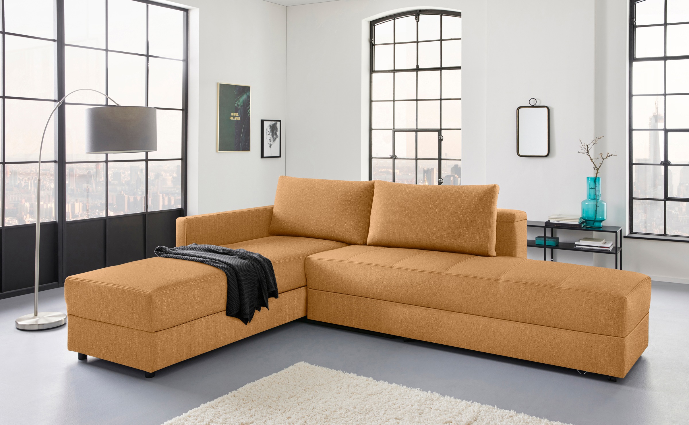 LOOKS by Wolfgang Joop Ecksofa "LooksIII L-Form" durch Drehfunktion zum Bett wandelbar, inklusive Staufach