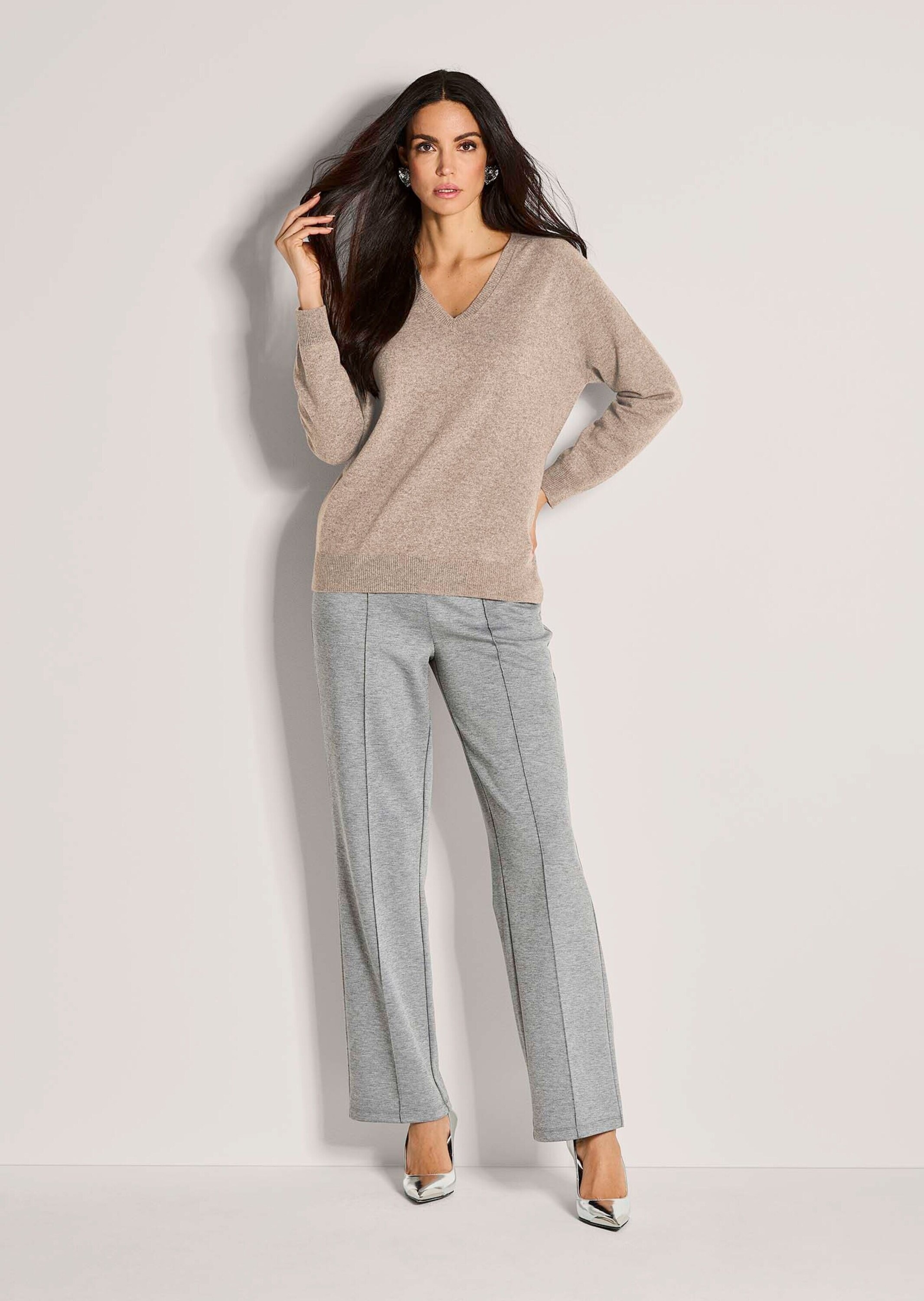 MADELEINE Longpullover "Kaschmirpullover Casual Strickpullover mit V-Aussch günstig online kaufen