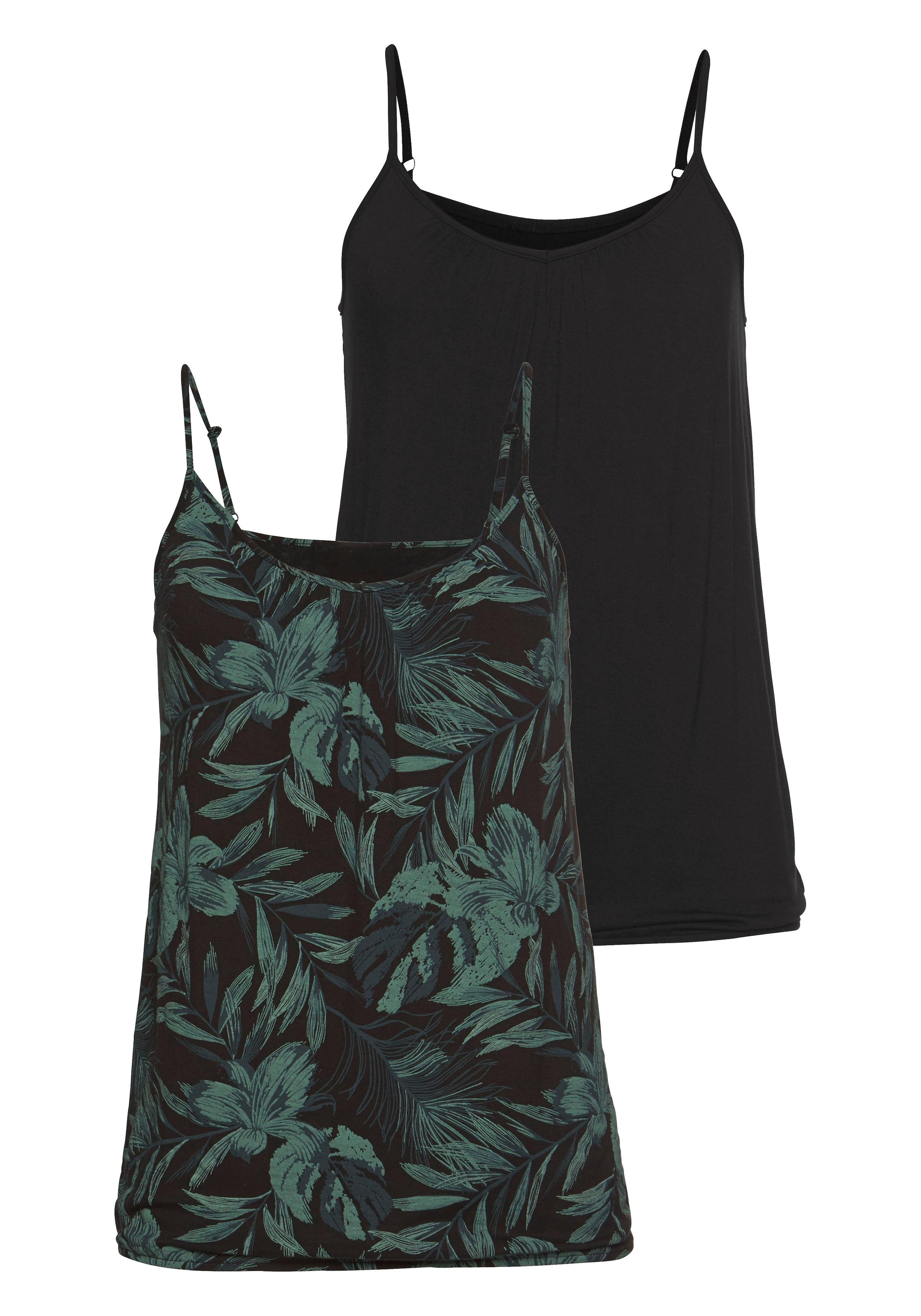 LASCANA Spaghettitop "mit Raffung am Ausschnitt", aus elastischer Viskose-Q günstig online kaufen