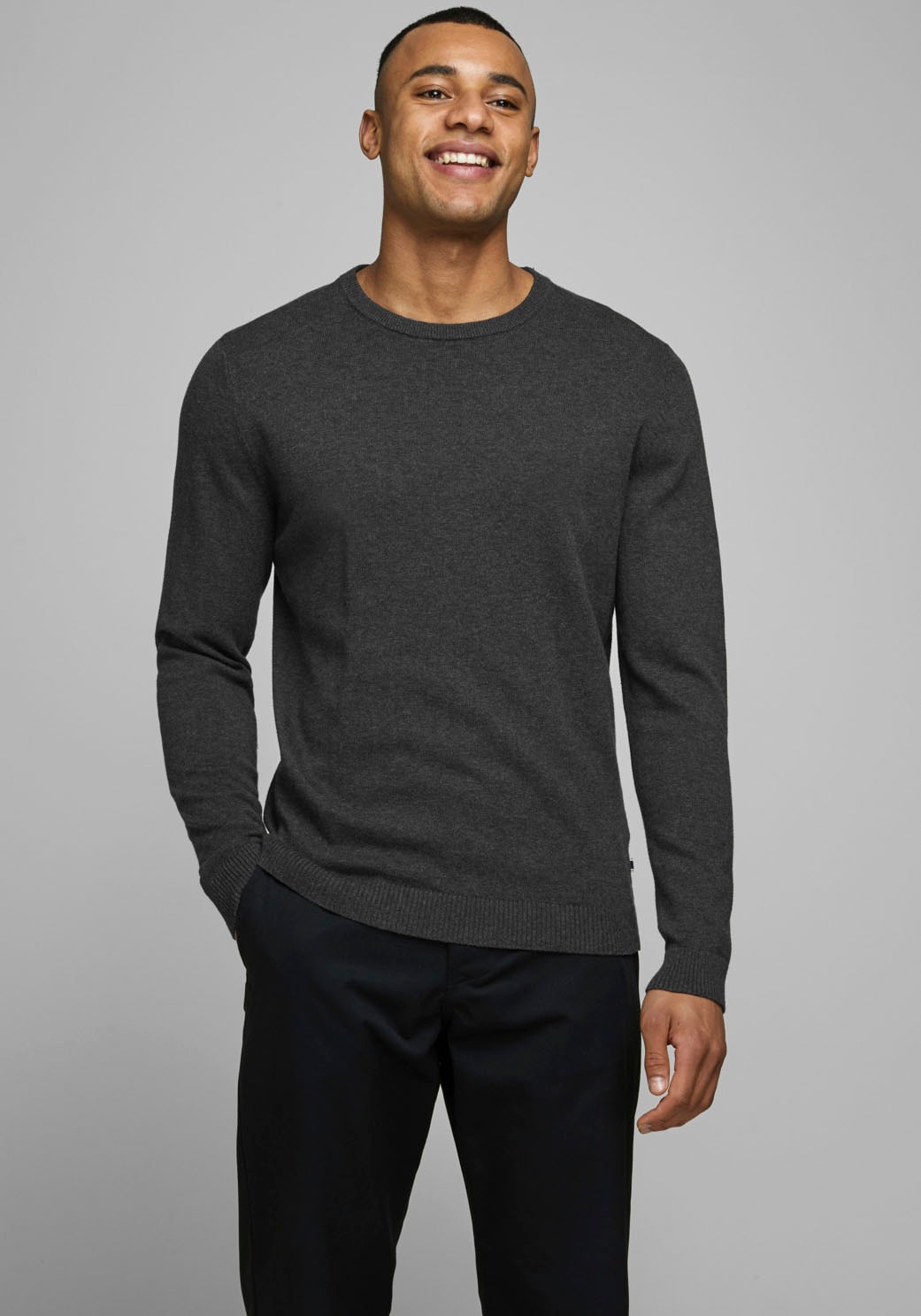 Jack & Jones Rundhalspullover "JJEBASIC KNIT CREW NECK NOOS" Baumwolle, regular fit