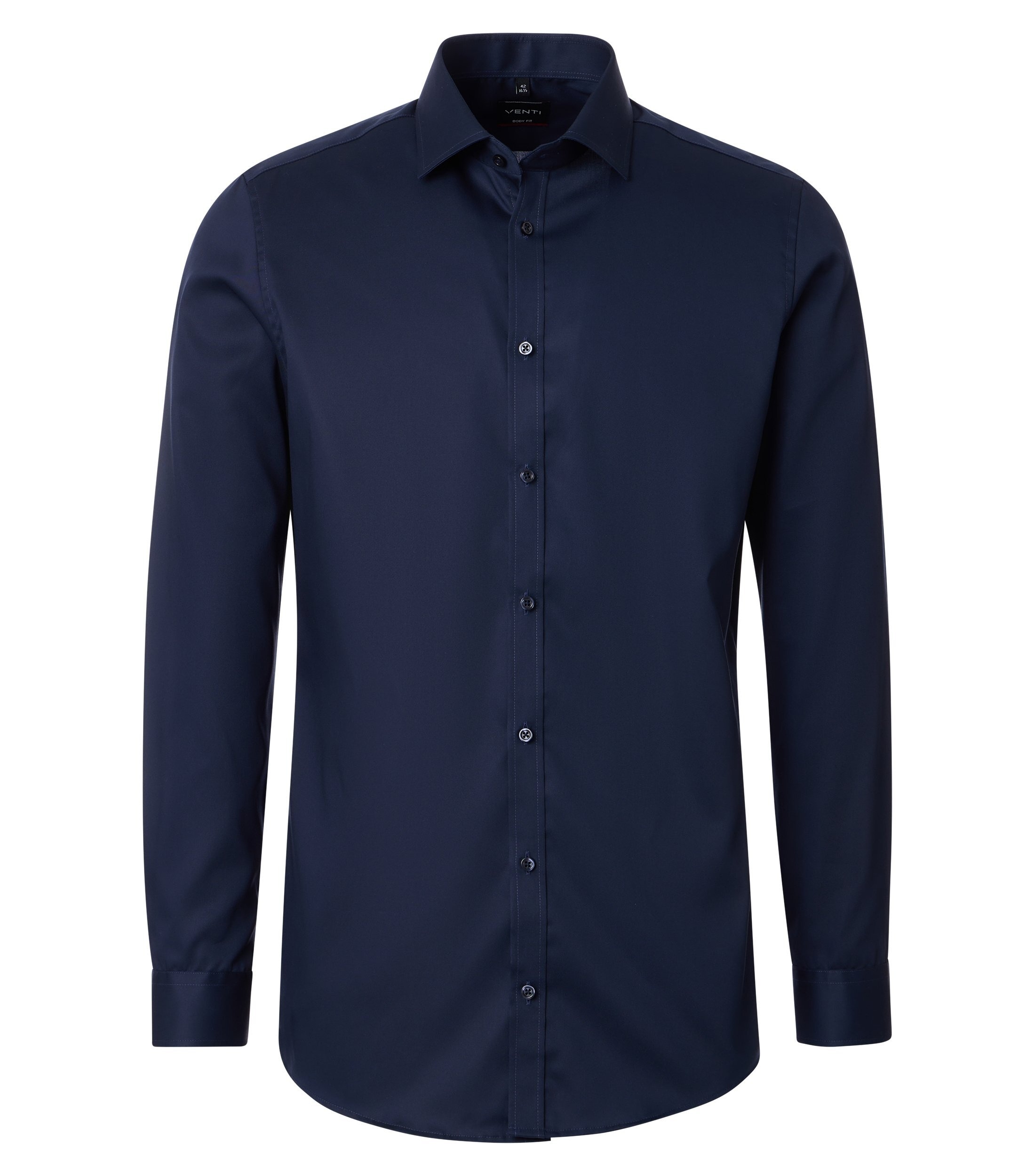 Businesshemd VENTI "VENTI Businesshemd extra langer Arm 69cm uni", Herren, Gr. 40, Normalgrößen, dunkelblau, 100% Baumwolle, unifarben, sehr figurbetont, Hemden