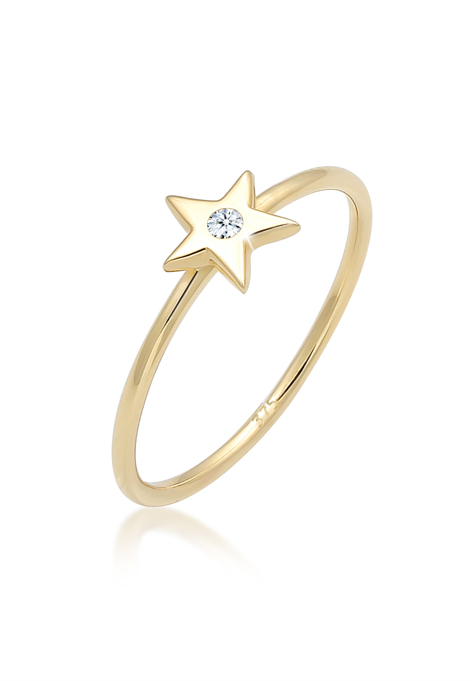 Diamantring »Bandring Stern Astro Diamant (0.015ct)375 Gelbgold«