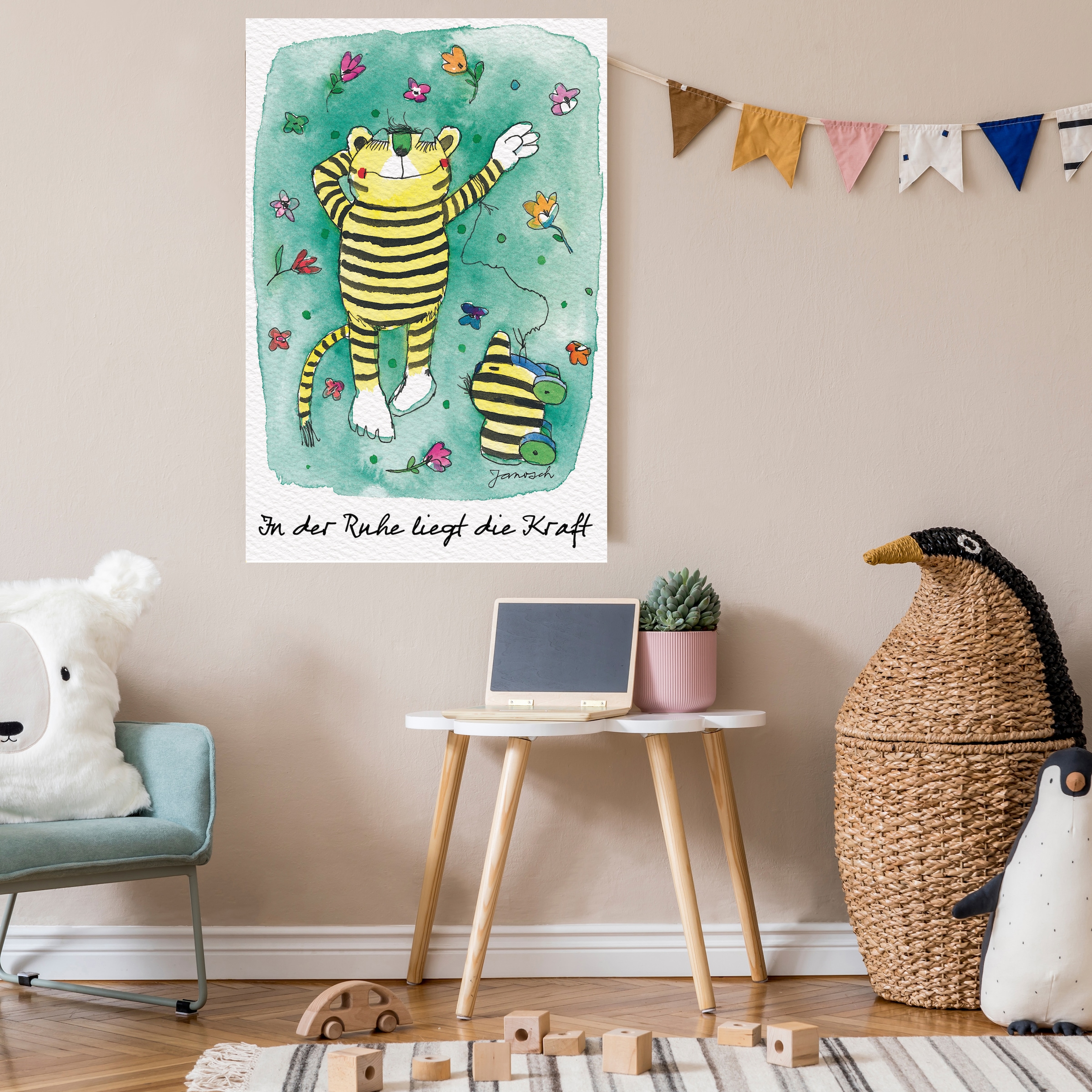 LuckyLinde Leinwandbild "Der kleine Tiger - In der Ruhe..." Blumen  Ente  E günstig online kaufen