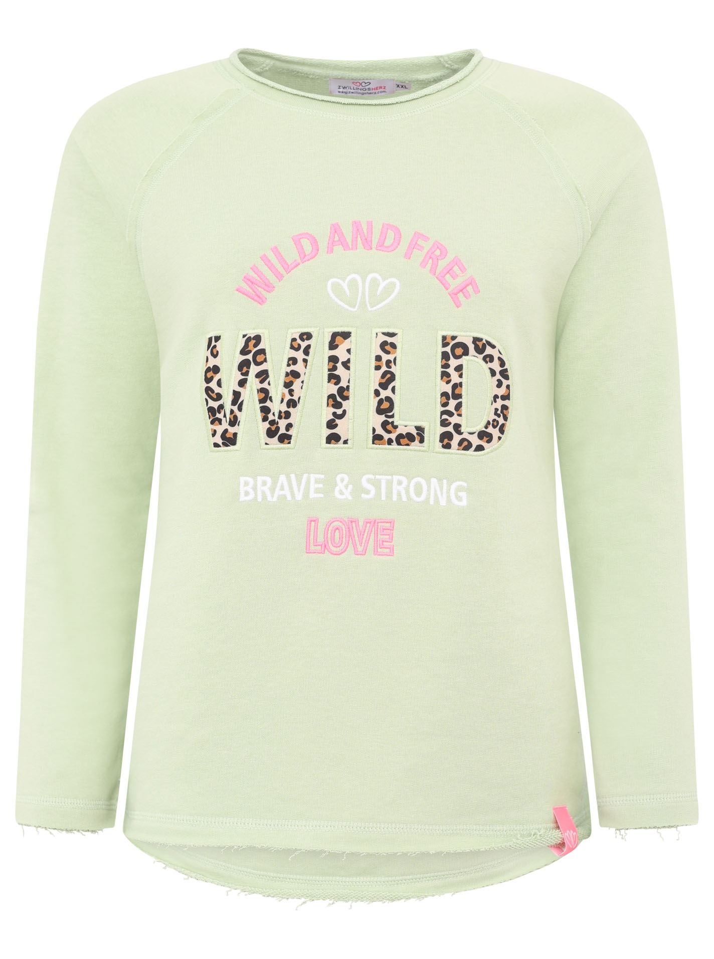 Zwillingsherz Sweater »"Wild and Free"«, mit Used-Look Kanten, Leo Details und Stickerei