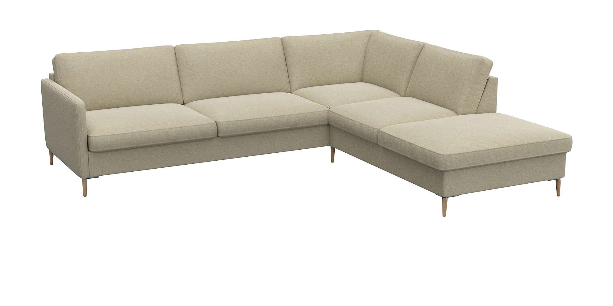 FLEXLUX Ecksofa »Fiore, super Sitzkomfort durch Kaltschaum im Sitz, L-Form«, schmale Armlehnen, Füße Alu+ Eiche
