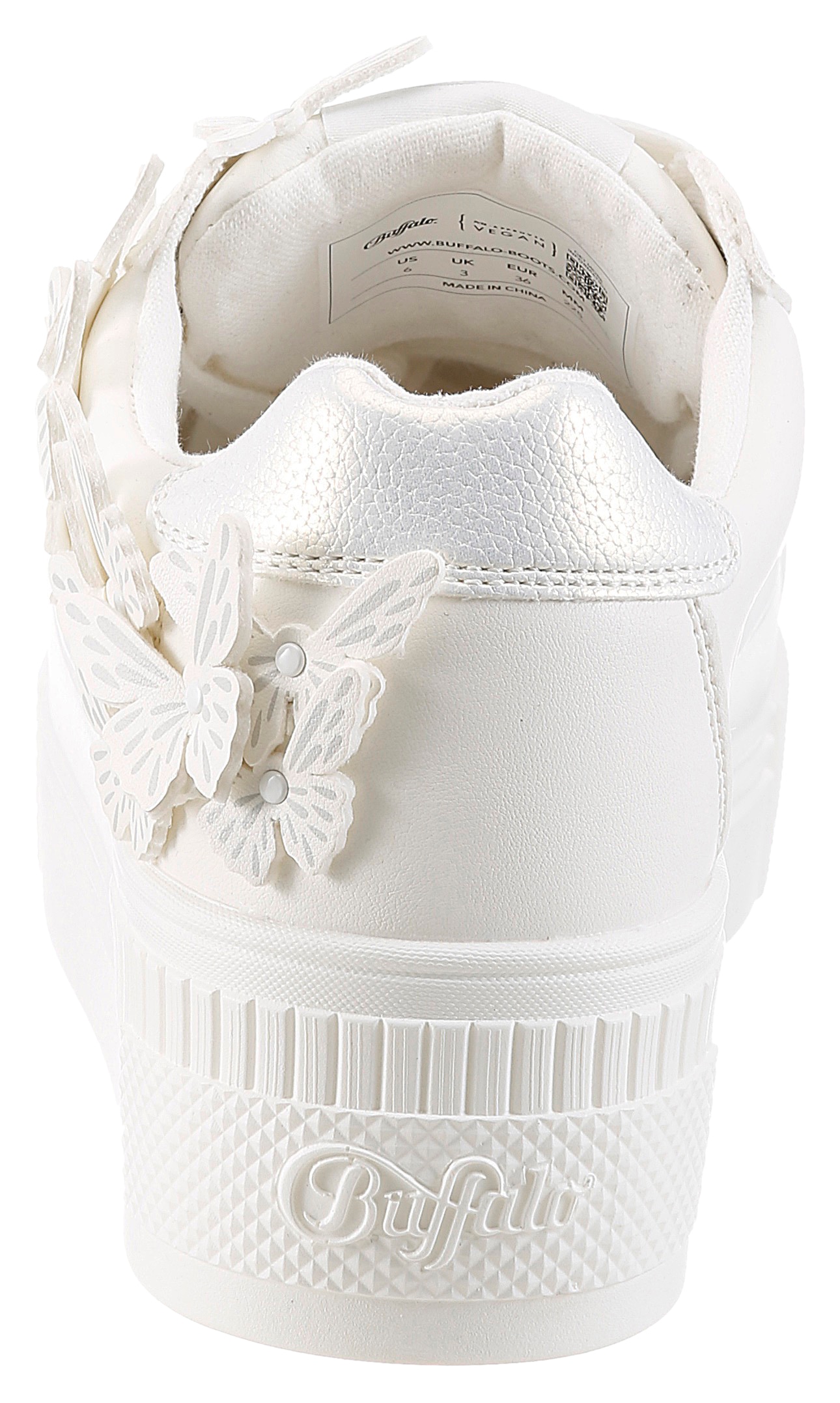 Buffalo Plateausneaker  Freizeitschuh, Halbschuh, Schnürschuh mit Schmetterlings-Verzierung