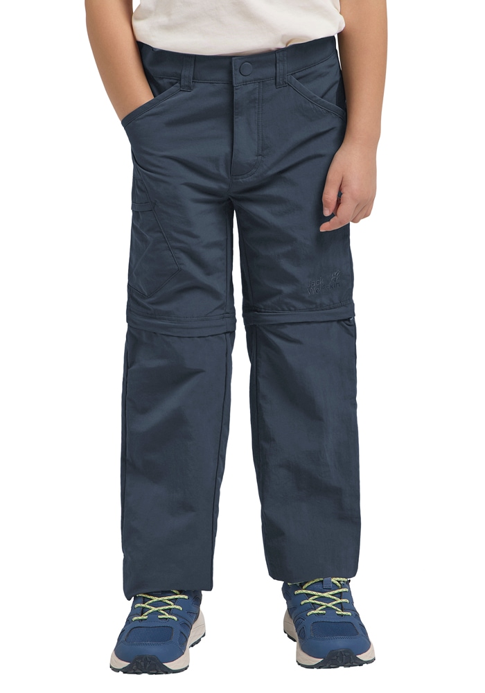 Zip-off-Hose JACK WOLFSKIN "SAFARI ZIP OFF PANTS K", Mädchen, Gr. 152, Normalgrößen, midnightsky, Obermaterial: 100% POLYAMID. Futter: 100% POLYESTER, Hosen 2