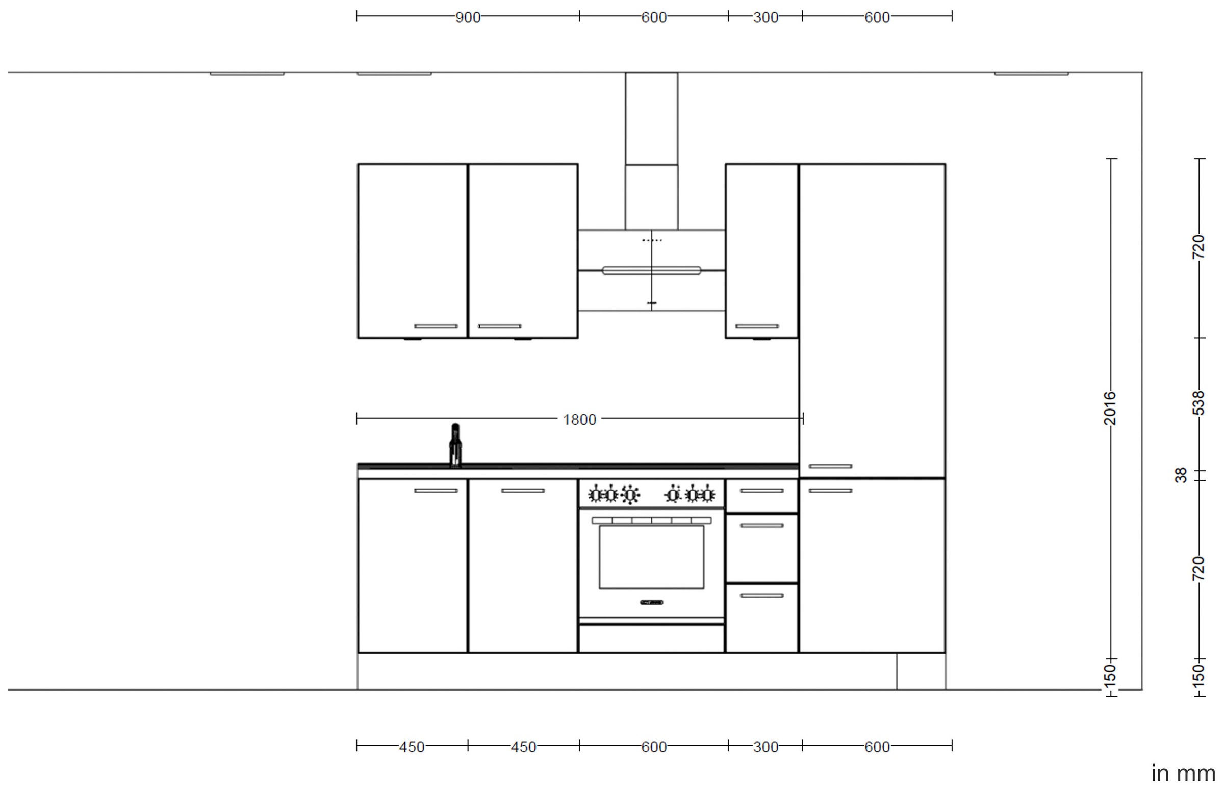 nobilia® Küchenzeile »"Cascada II"«, vormontiert, Breite 240 cm, Ausrichtung wählbar, wahlw. mit E-Geräten