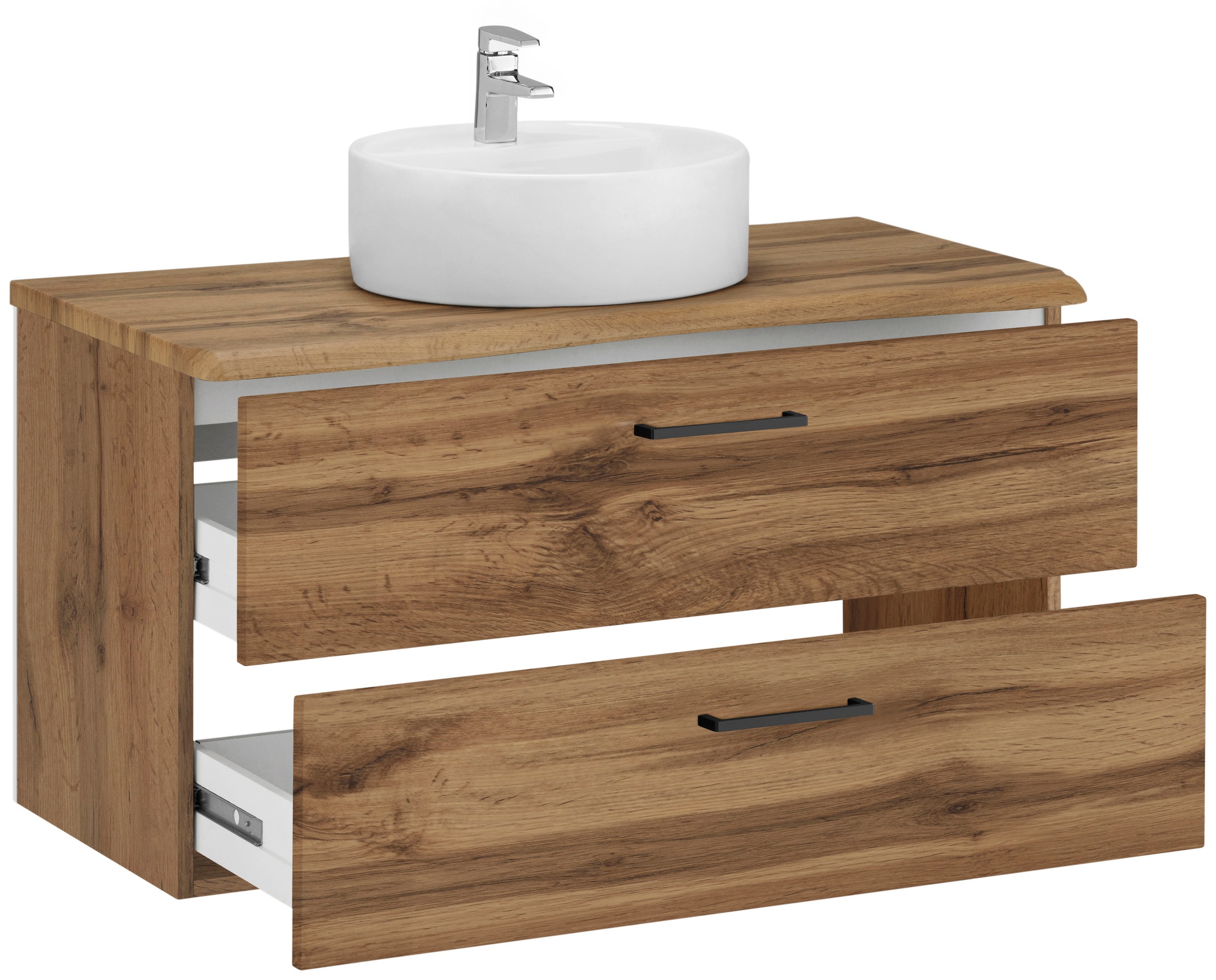 welltime Waschtisch, Badmöbel in Breite 100 cm, Waschplatz mit 2 Schubladen, Badschrank