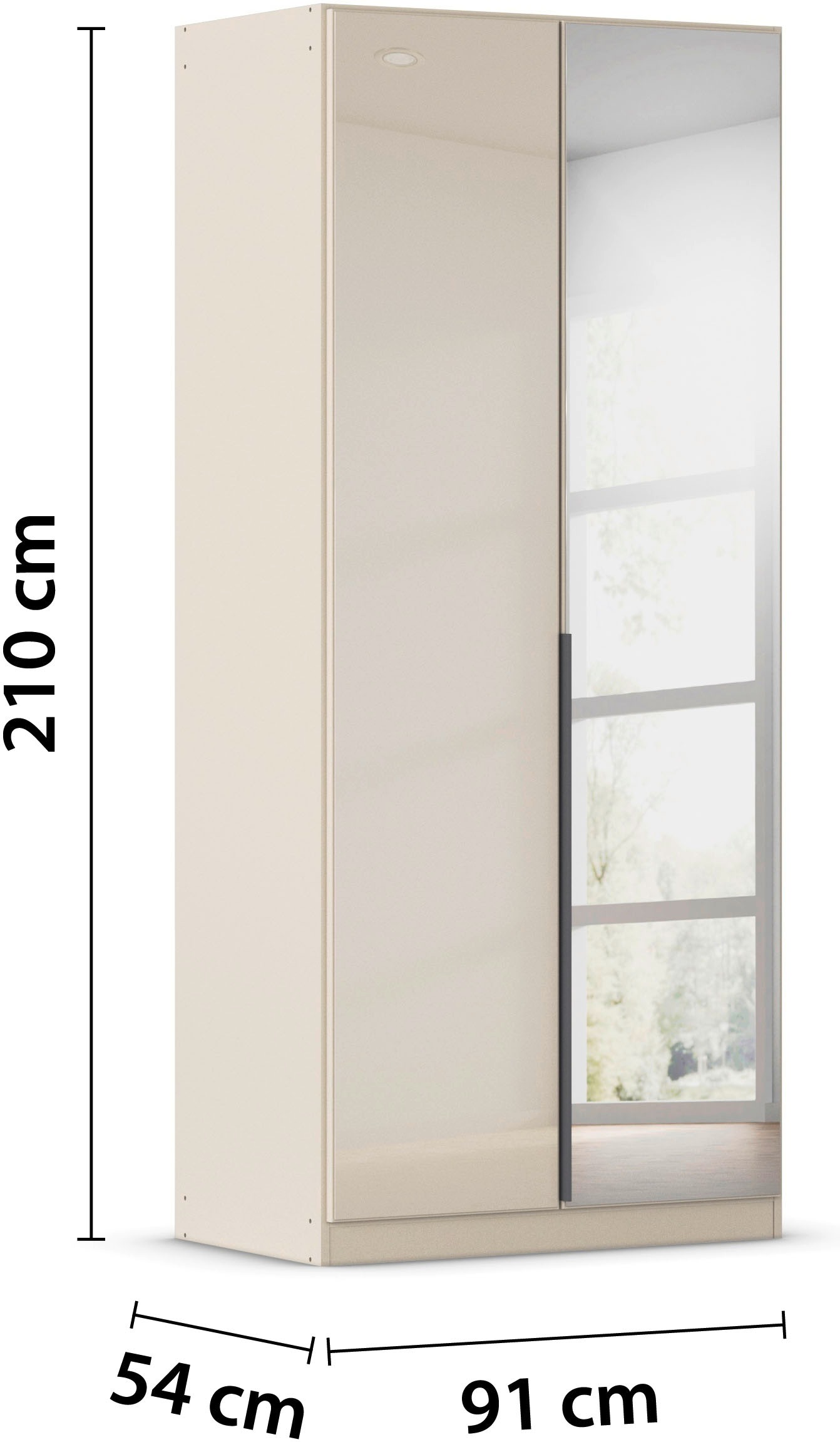 rauch Drehtürenschrank »Kleiderschrank Kleiderschränke Schrank Garderobe AGORDO mit Glasfront«, (in zwei Griff-Farben), durchdachte Innenausstattung, in 6 Breiten und 2 Höhen MADE IN GERMANY