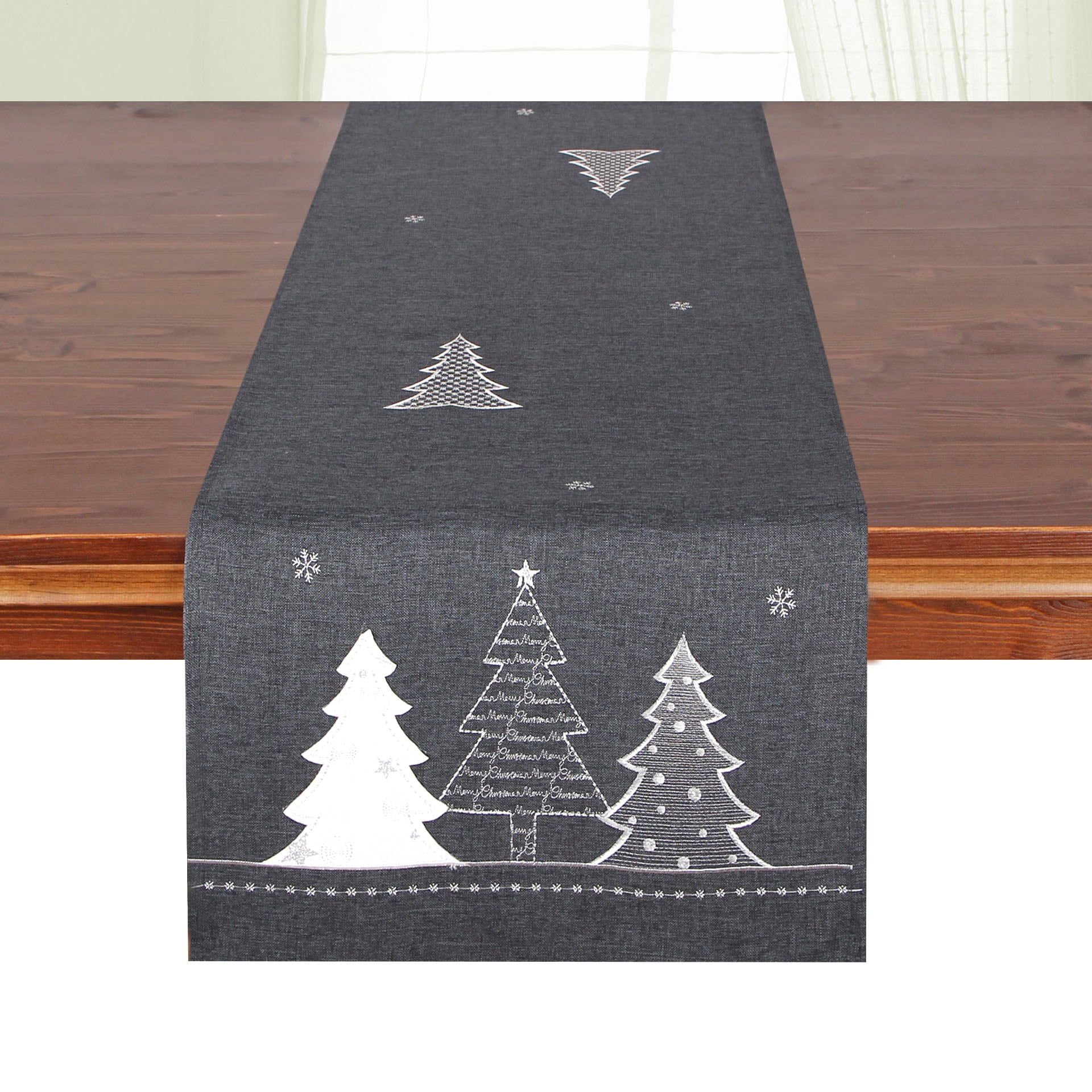Delindo Lifestyle Tischläufer "Tannenbaum" Glattes Gewebe, bestickt günstig online kaufen