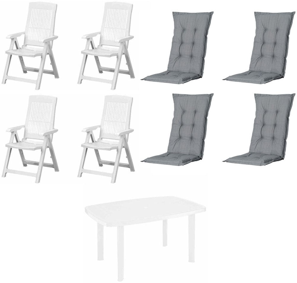 Progarden Garten-Essgruppe »Tampa + Faro« Set, 9 tlg. bestehend aus 4 Sessel, 4 Auflagen und 1 Tisch