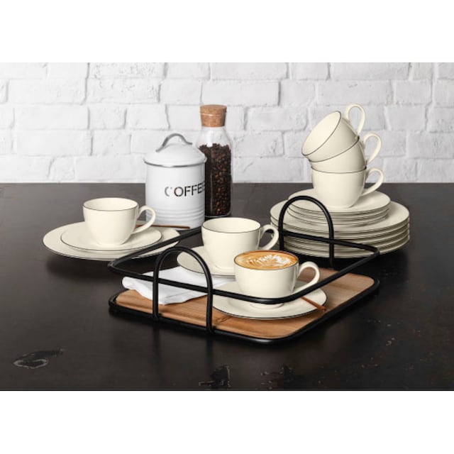 Seltmann Weiden Kaffeeservice »Geschirr-Set Zoè«, (Set, 18 tlg., 6x  Kaffeeobertasse, 6x Kombi-Untertasse groß, 6x Frühstücksteller rund),  schlicht und dezent, Made in Germany, 18 Teile, für 6 Personen | BAUR