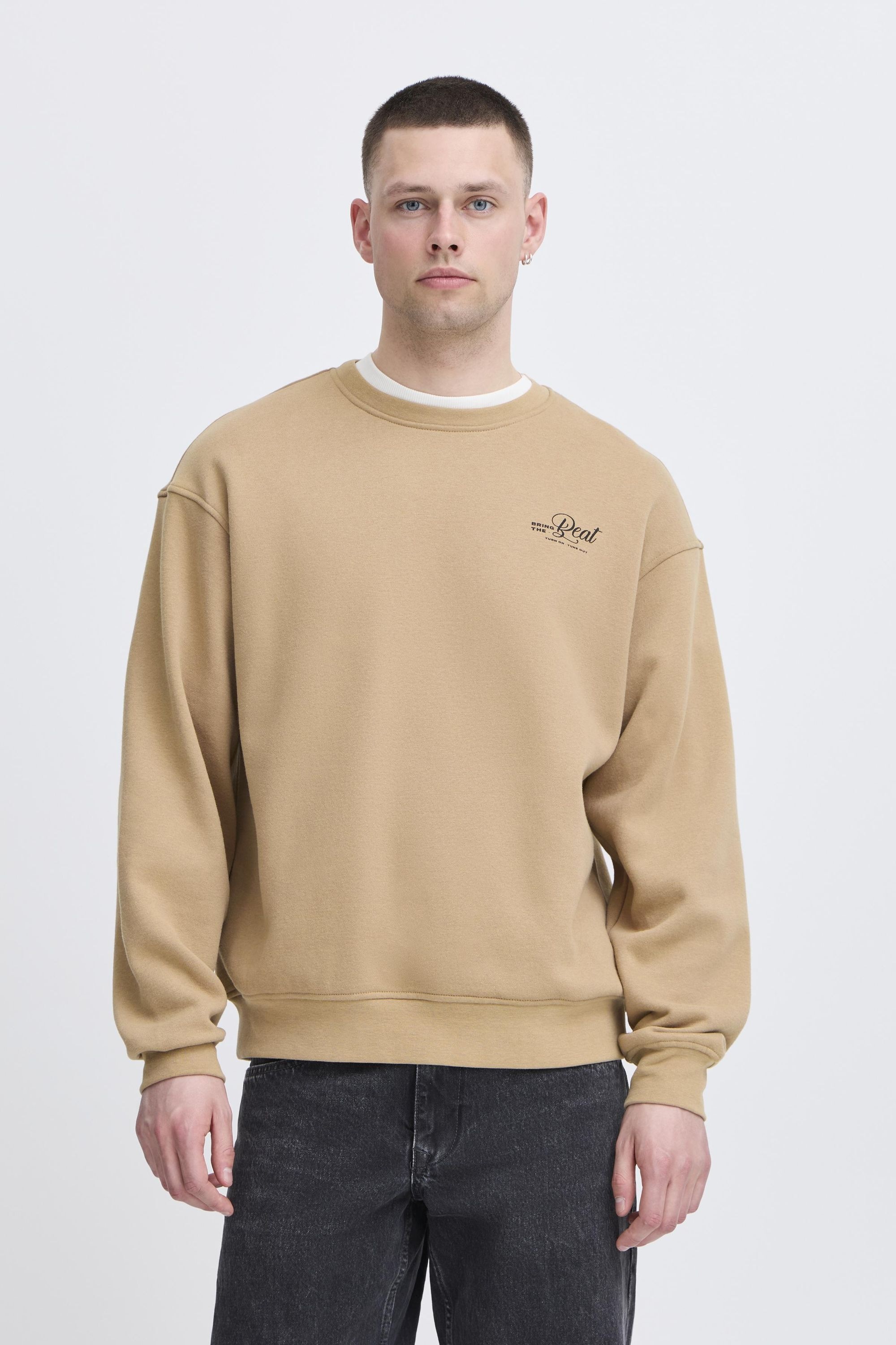 Longpullover BLEND "Sweater BHISMO", Herren, Gr. XXL, blau (sepia tint), Obermaterial: 60% Baumwolle CO. 40% Polyester PES., Pullover Longpullover 5