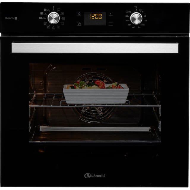 BAUKNECHT fach-Teleskopauszug, KP8V2 »BAKO 2- | Backofen-Set BLACK BLG, BAUR mit PROTECT«, BAK5S STEAM Pyrolyse-Selbstreinigung