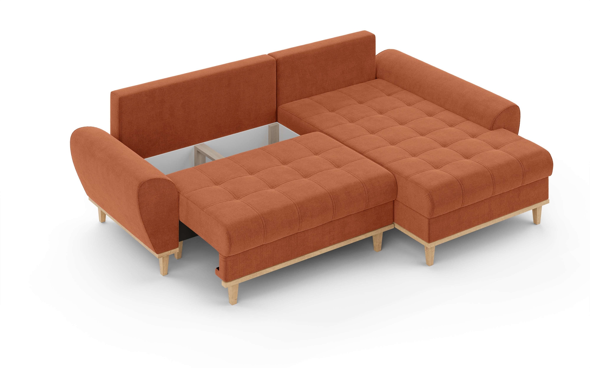 Home affaire Ecksofa »Ahrdorf mit Bettfunktion und Bettkasten, Maße: B/H/T 268/86/175 cm«, L-Form mit 3 Rückenkissen und moderne gerundete Armlehnen