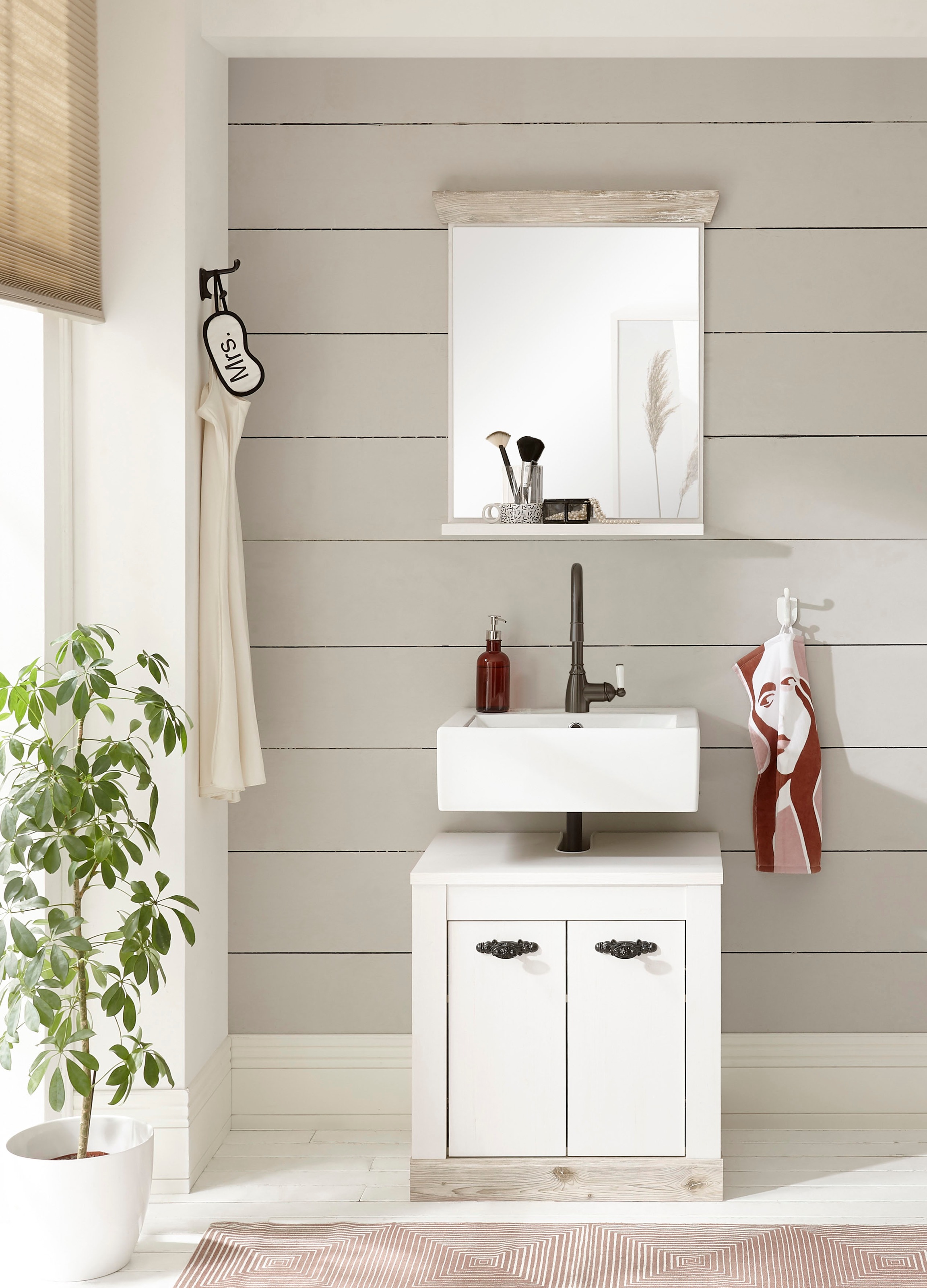 Home affaire Badmöbel-Set "Florenz, Bad im Landhausstil, 2-teiliges Badezim günstig online kaufen