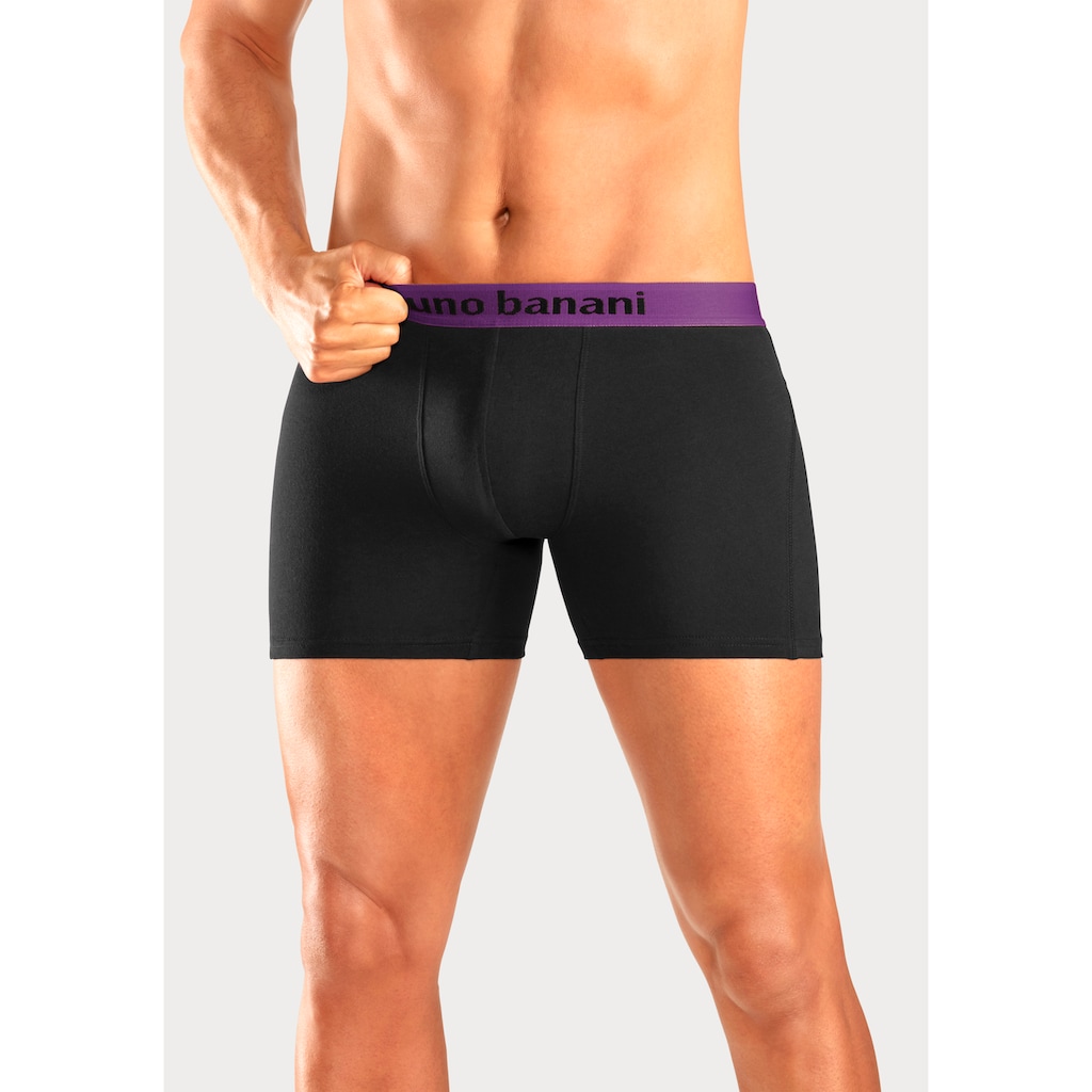 Bruno Banani Langer Boxer »Unterhose für Herren«, (Packung, 4 St.), mit auffälligem Logobund