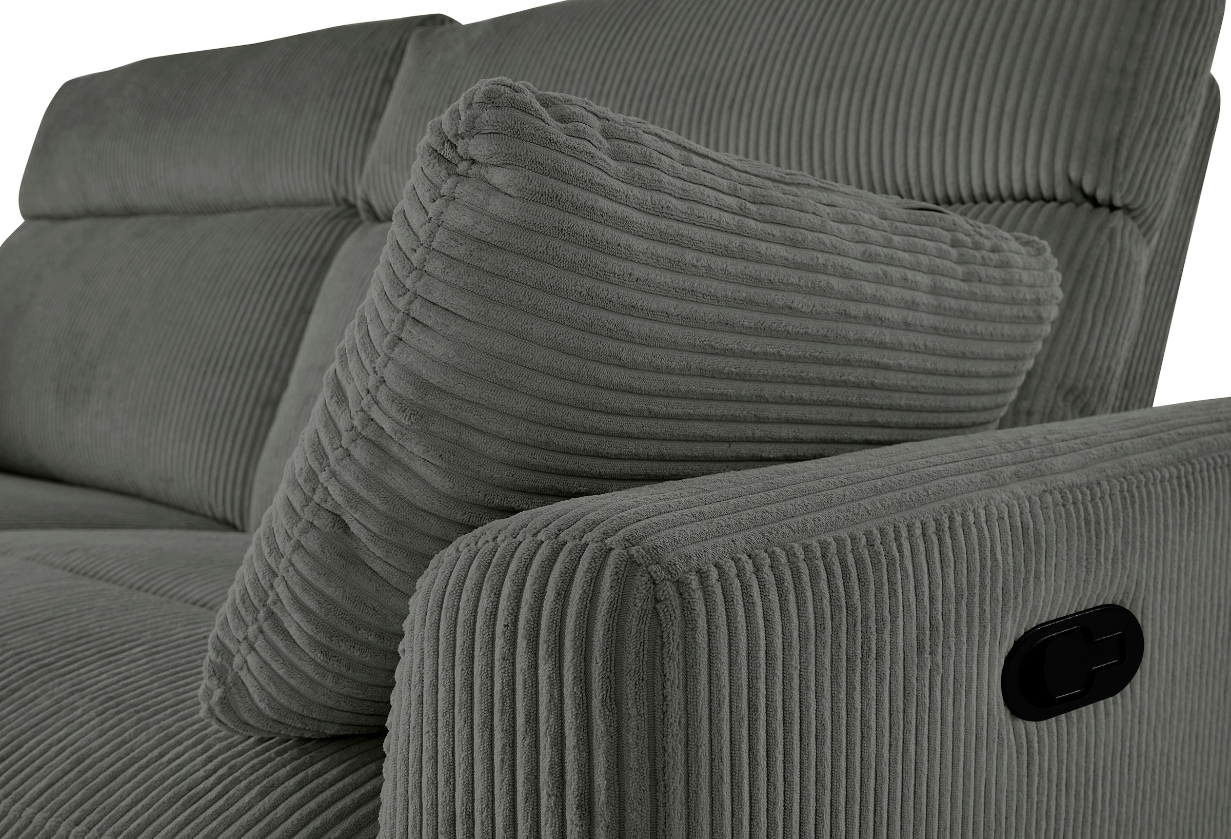 INOSIGN Ecksofa »JENNA, L-Form, 209cm, manuelle u. elektrische Funktion, mit USB A/C,«, Liegefunktion 105°-150°, Federkern, Cord