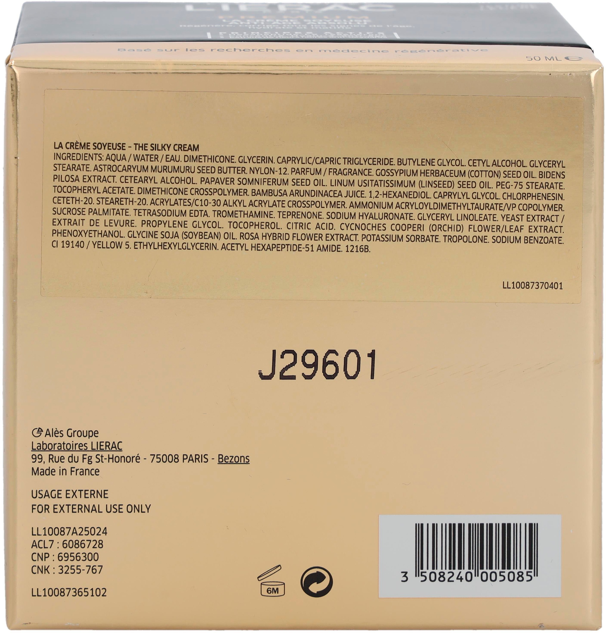 LIERAC Anti-Aging-Creme, Glättet tiefe Falten, mindert Pigmentflecken und Poren.