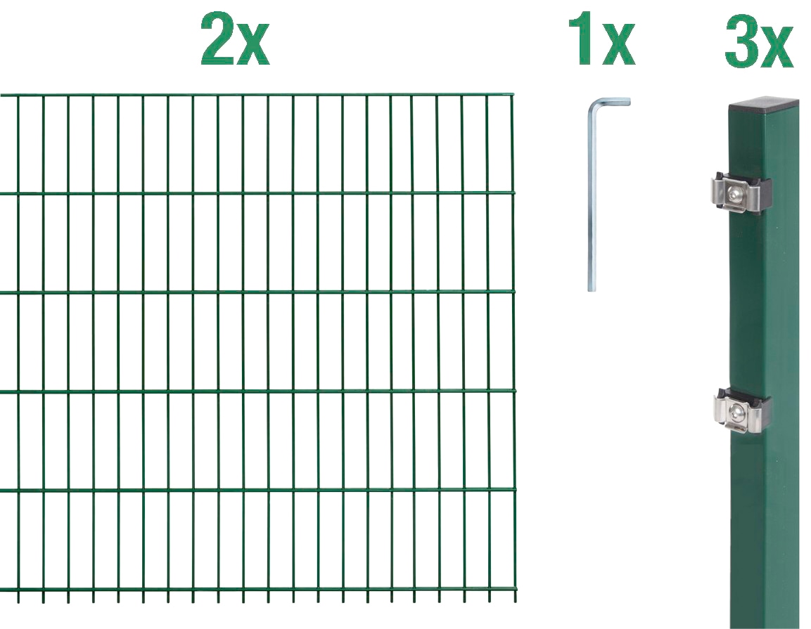 Alberts Doppelstabmattenzaun "Grundset", Höhe: 80 - 160 cm, Gesamtlänge: 4 - 30 m, zum Einbetonieren