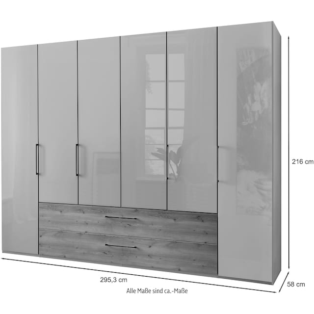 WIEMANN Kleiderschrank »Metz«, hochwertige Glasfront inkl. Schubkästen im  Holzfarbton | BAUR