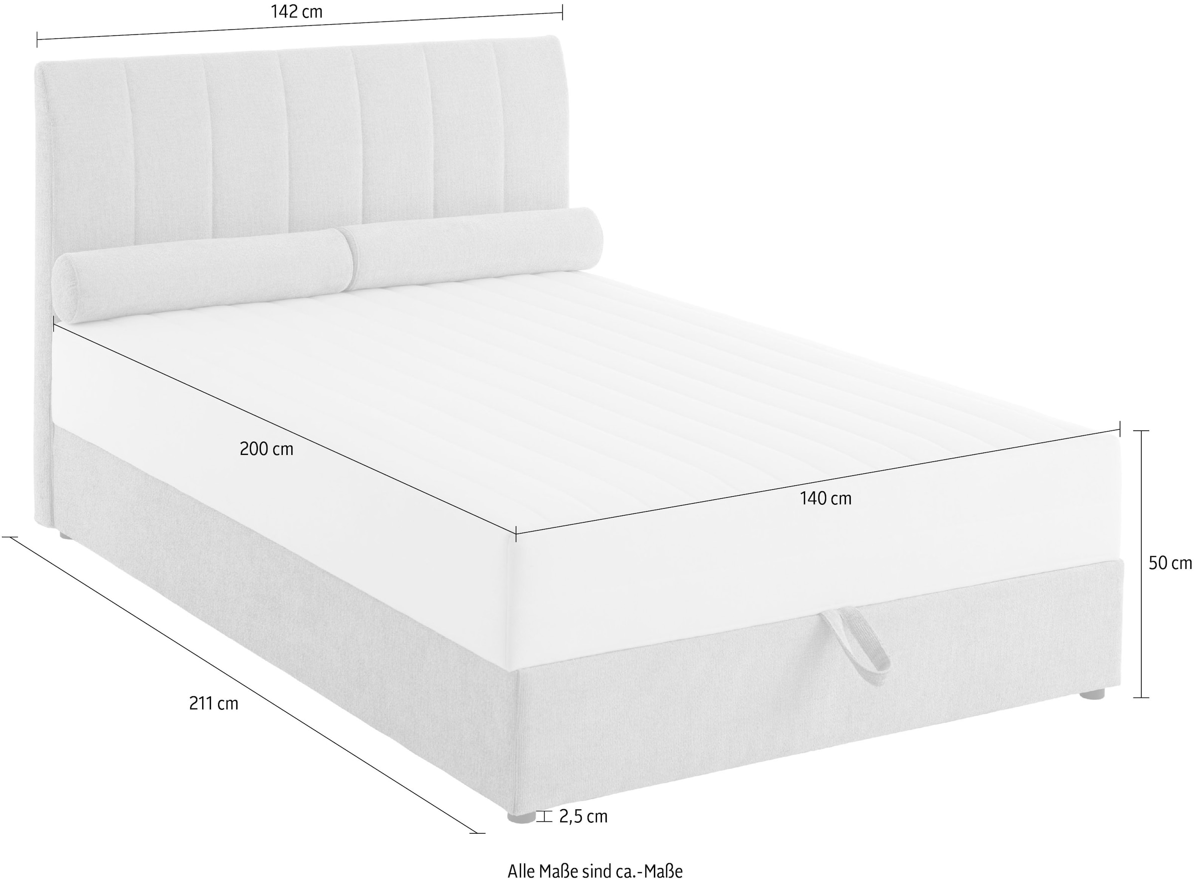 ATLANTIC home collection Boxbett »ALISIA«, mit Taschenfederkern, Bettkasten und Kissenrolle im Originalbezug