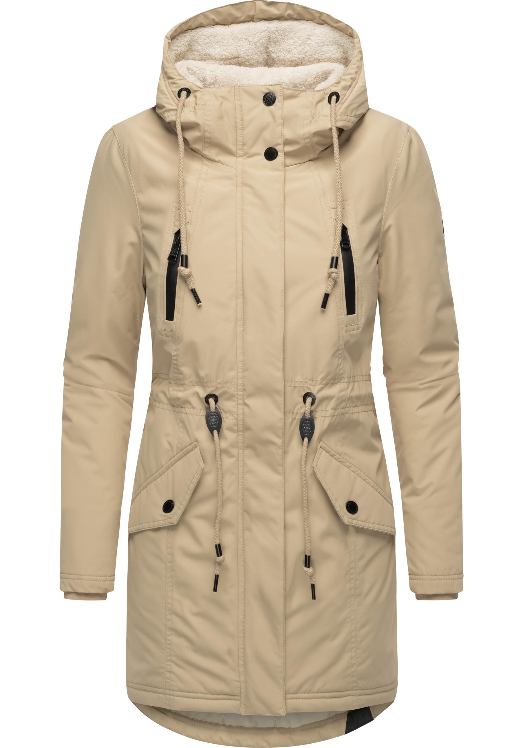 Ragwear Wintermantel "Elsien", wasserdichter Winterparka mit Teddyfell-Futter