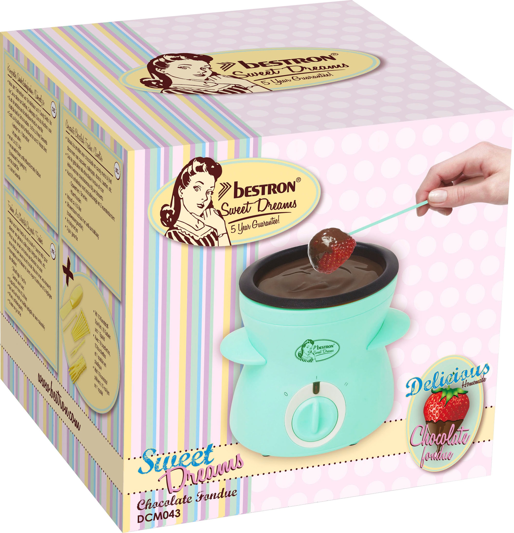bestron Elektro-Fondue »DCM043M Mini-Schokofondue-Set«, inkl. 10xSpieße, 10xGabeln und 1xSpatel, 25Watt, Mint